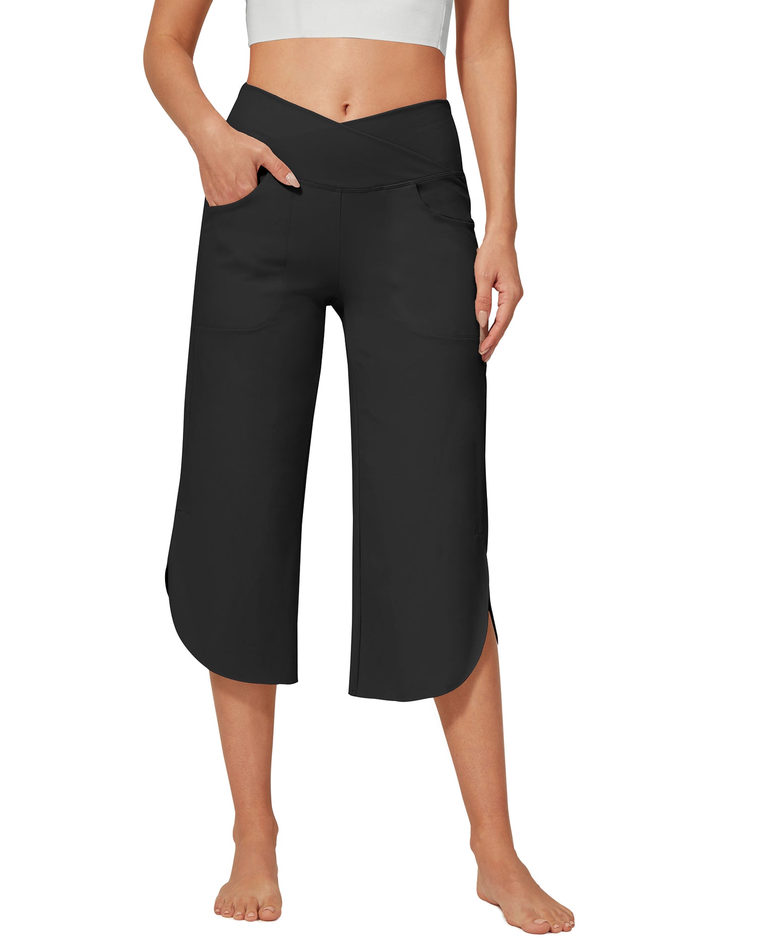 G4Free - EverGoing Wide Leg High-Waist Crossover Capri Pants 21 -GF22J111AF-XS-GF22J111AA-S-GF22J111AB-M-GF22J111AC-L-GF22J111AD-XL