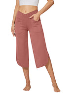 G4Free - EverGoing Wide Leg High-Waist Crossover Capri Pants 21 -GF22J111AF-XS-GF22J111AA-S-GF22J111AB-M-GF22J111AC-L-GF22J111AD-XL