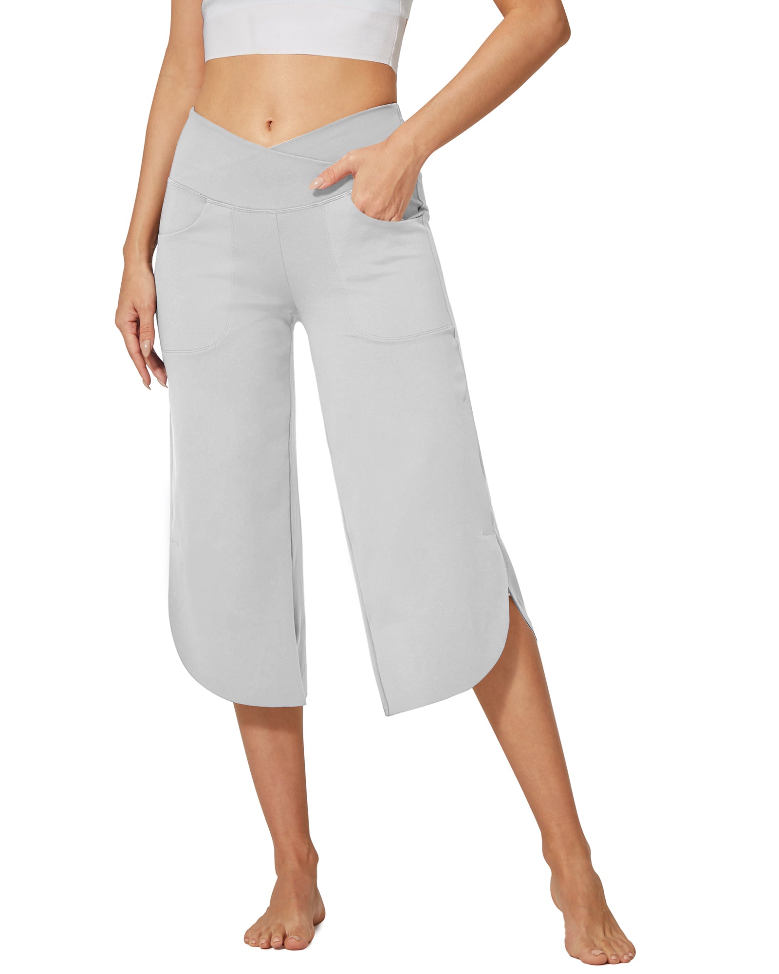 G4Free - EverGoing Wide Leg High-Waist Crossover Capri Pants 21 -GF22J111AF-XS-GF22J111AA-S-GF22J111AB-M-GF22J111AC-L-GF22J111AD-XL
