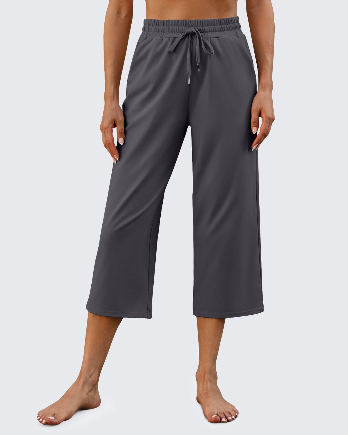 G4Free - EverGoing Wide Leg Mid-Waist Drawstring Capris Pants -GF24J221AA-S