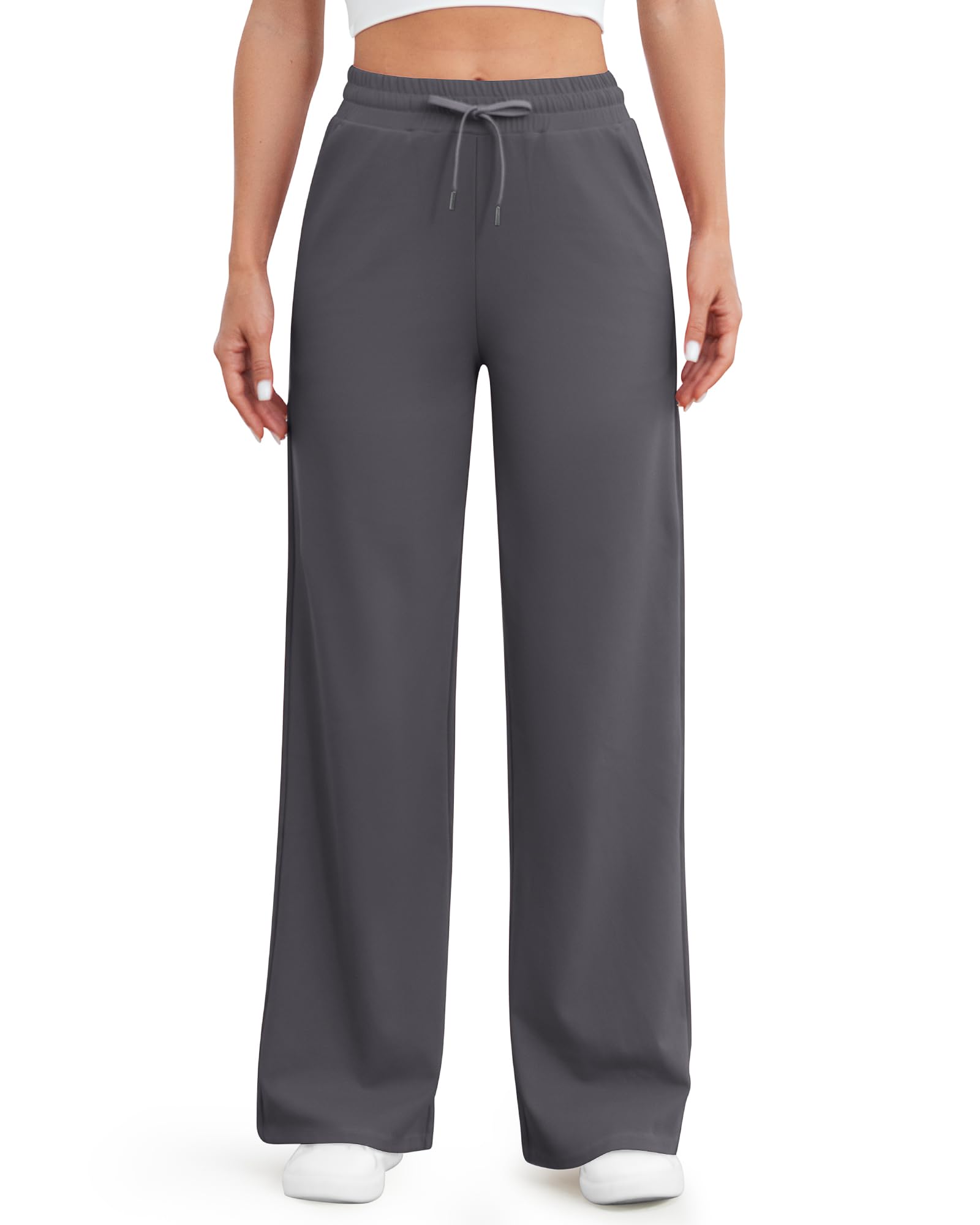 G4Free - EverGoing Wide Leg Mid-Waist Drawstring Casual Pants -GF24J261BA-S