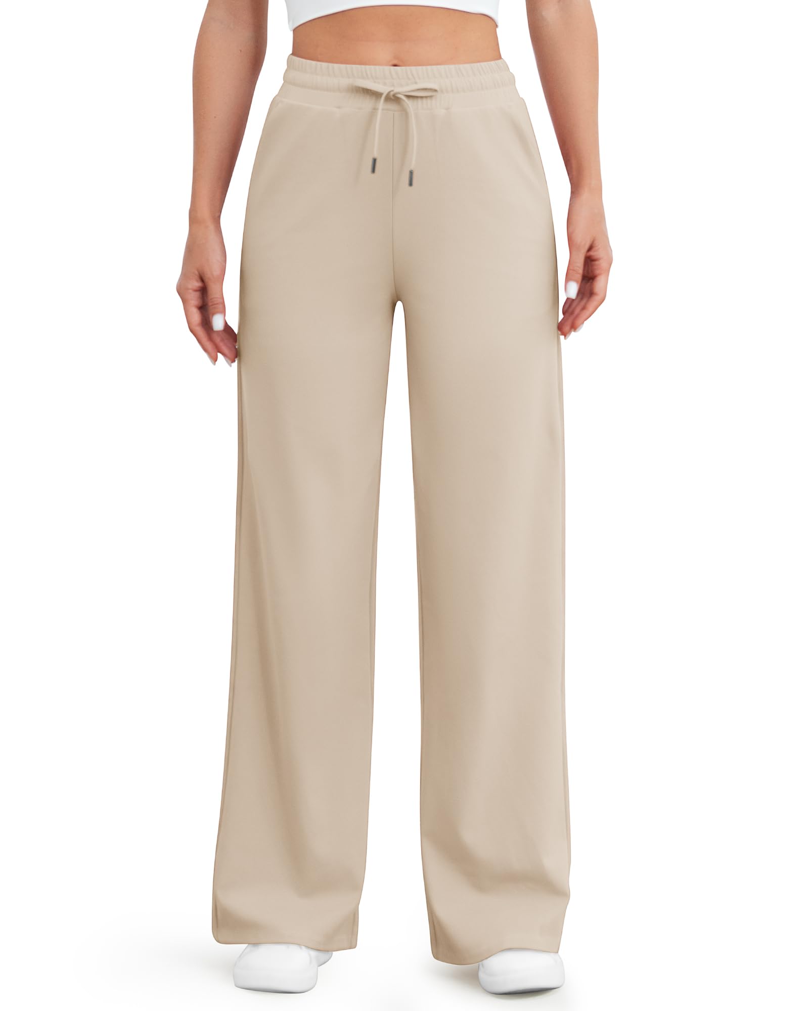 G4Free - EverGoing Wide Leg Mid-Waist Drawstring Casual Pants -GF24J261EA-S