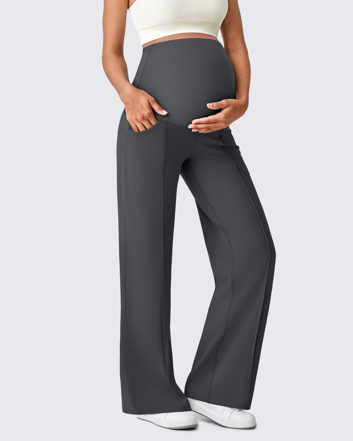 G4Free - EverGoing Wide Leg Pockets Front Pleats Maternity -GF25JY414AA-S