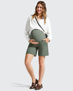 G4Free - Evergoing Front Pleats Pockets Maternity Shorts -GF26EY794F001A-S-GF26EY794F001B-M-GF26EY794F001C-L-GF26EY794F001D-XL-GF26EY794F001E-XXL