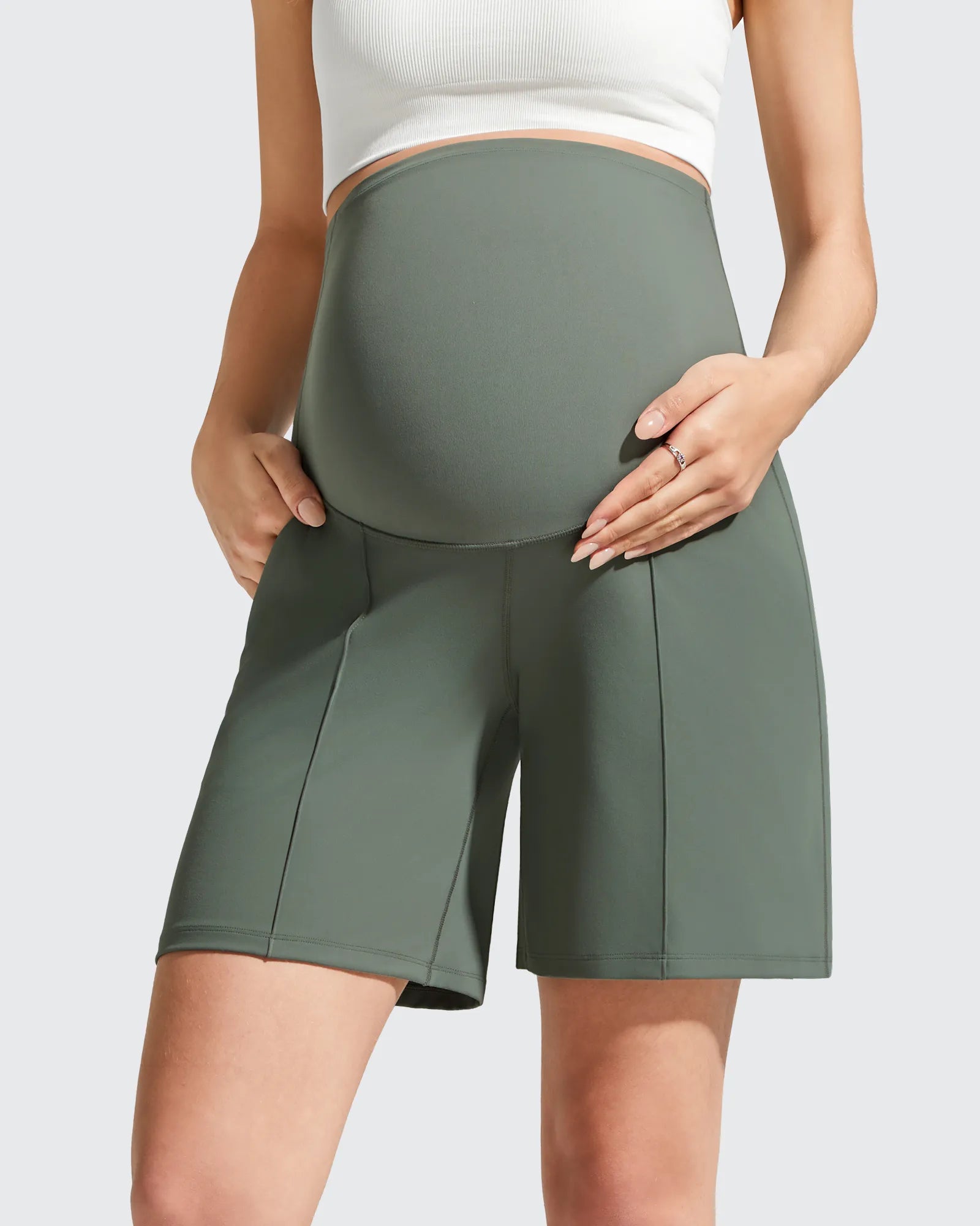 G4Free - Evergoing Front Pleats Pockets Maternity Shorts -GF26EY794F001A-S-GF26EY794F001B-M-GF26EY794F001C-L-GF26EY794F001D-XL-GF26EY794F001E-XXL