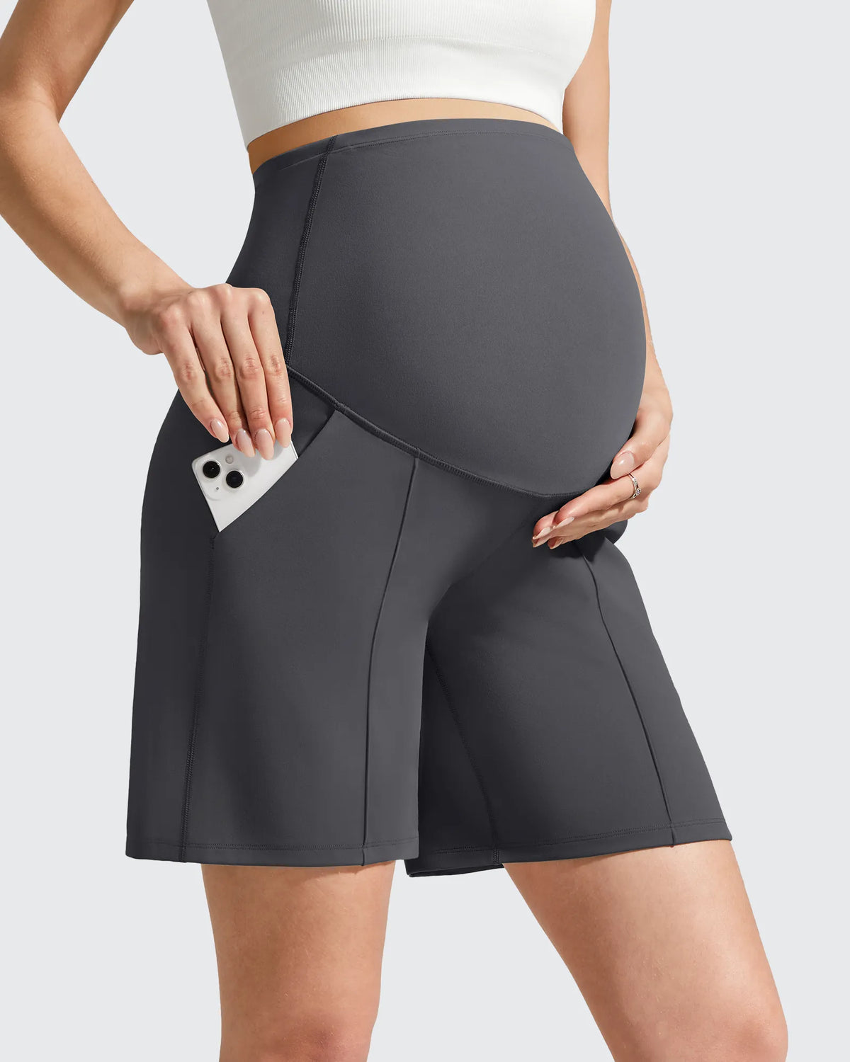 G4Free - Evergoing Front Pleats Pockets Maternity Shorts -GF26EY794F001A-S-GF26EY794F001B-M-GF26EY794F001C-L-GF26EY794F001D-XL-GF26EY794F001E-XXL