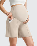 G4Free - Evergoing Front Pleats Pockets Maternity Shorts -GF26EY794F001A-S-GF26EY794F001B-M-GF26EY794F001C-L-GF26EY794F001D-XL-GF26EY794F001E-XXL