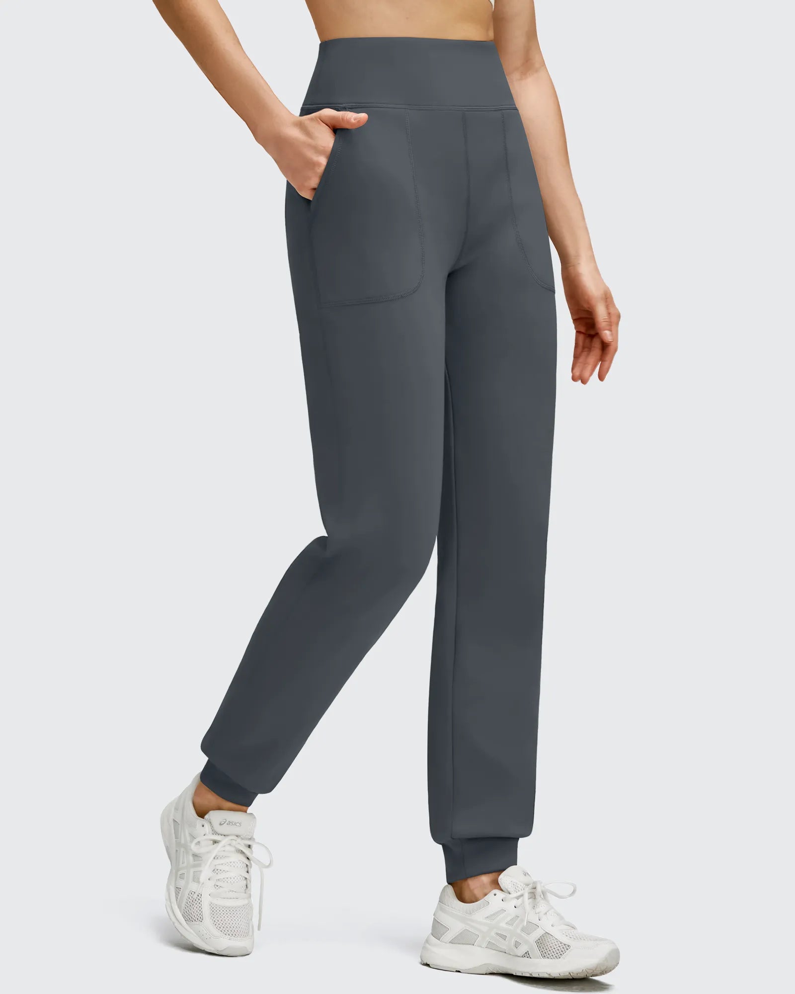 G4Free - Fleece Lined Elastic Cuff Pockets Workout Joggers -GF25D643AA-S