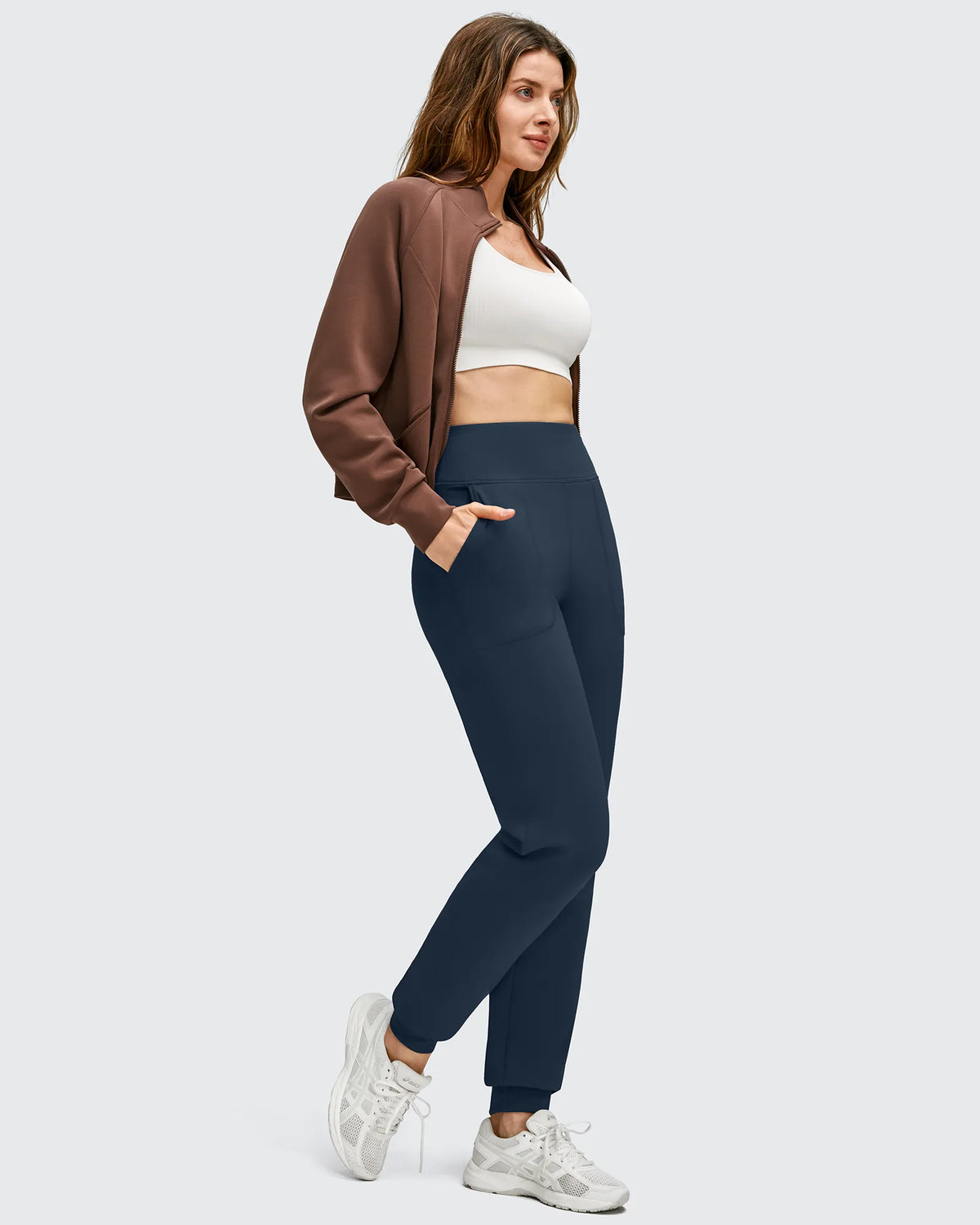 G4Free - Fleece Lined Elastic Cuff Pockets Workout Joggers -GF25D643AA-S-GF25D644AA-S-GF25D645AA-S-GF25D643AB-M-GF25D644AB-M