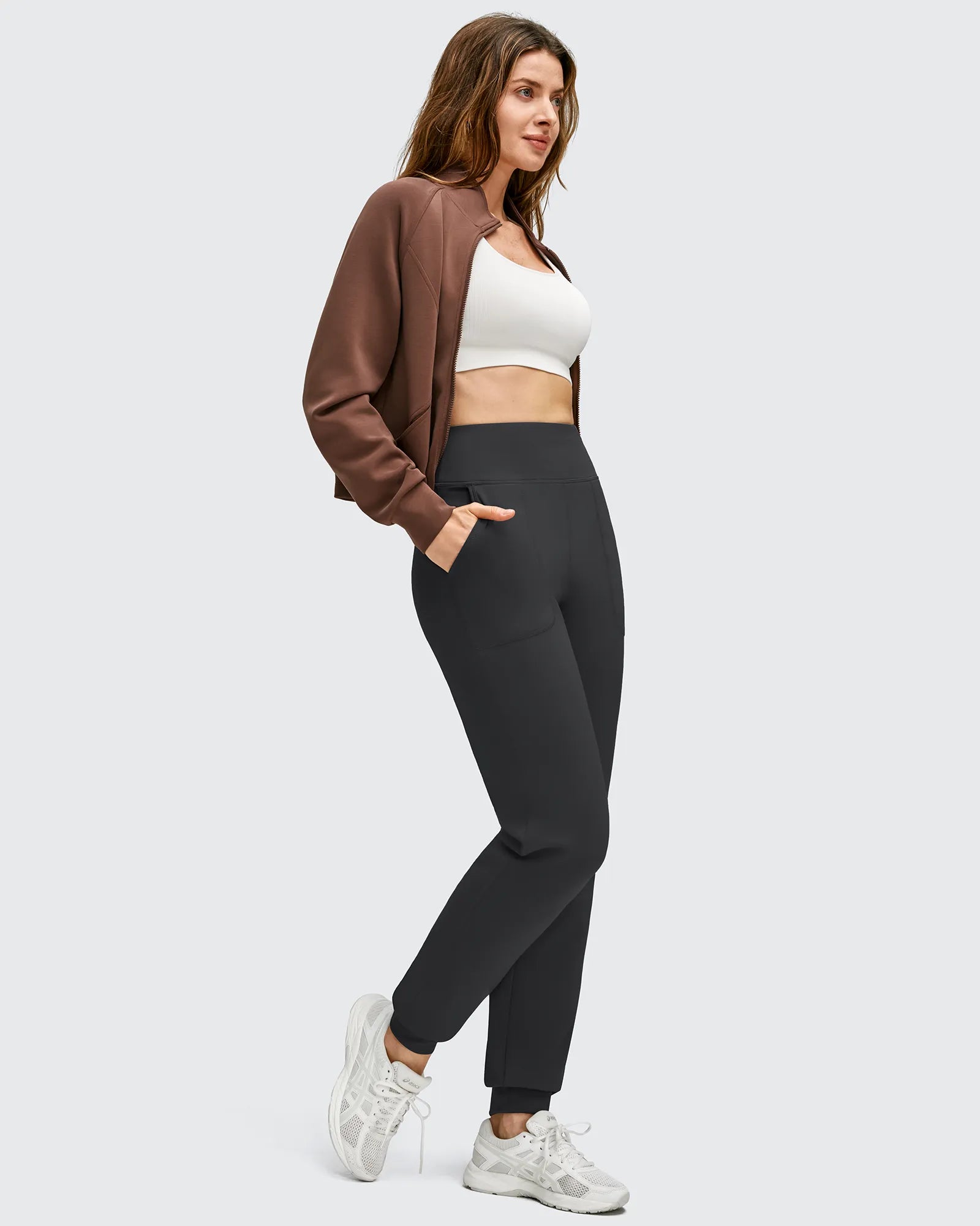 G4Free - Fleece Lined Elastic Cuff Pockets Workout Joggers -GF25D643AA-S-GF25D644AA-S-GF25D645AA-S-GF25D643AB-M-GF25D644AB-M