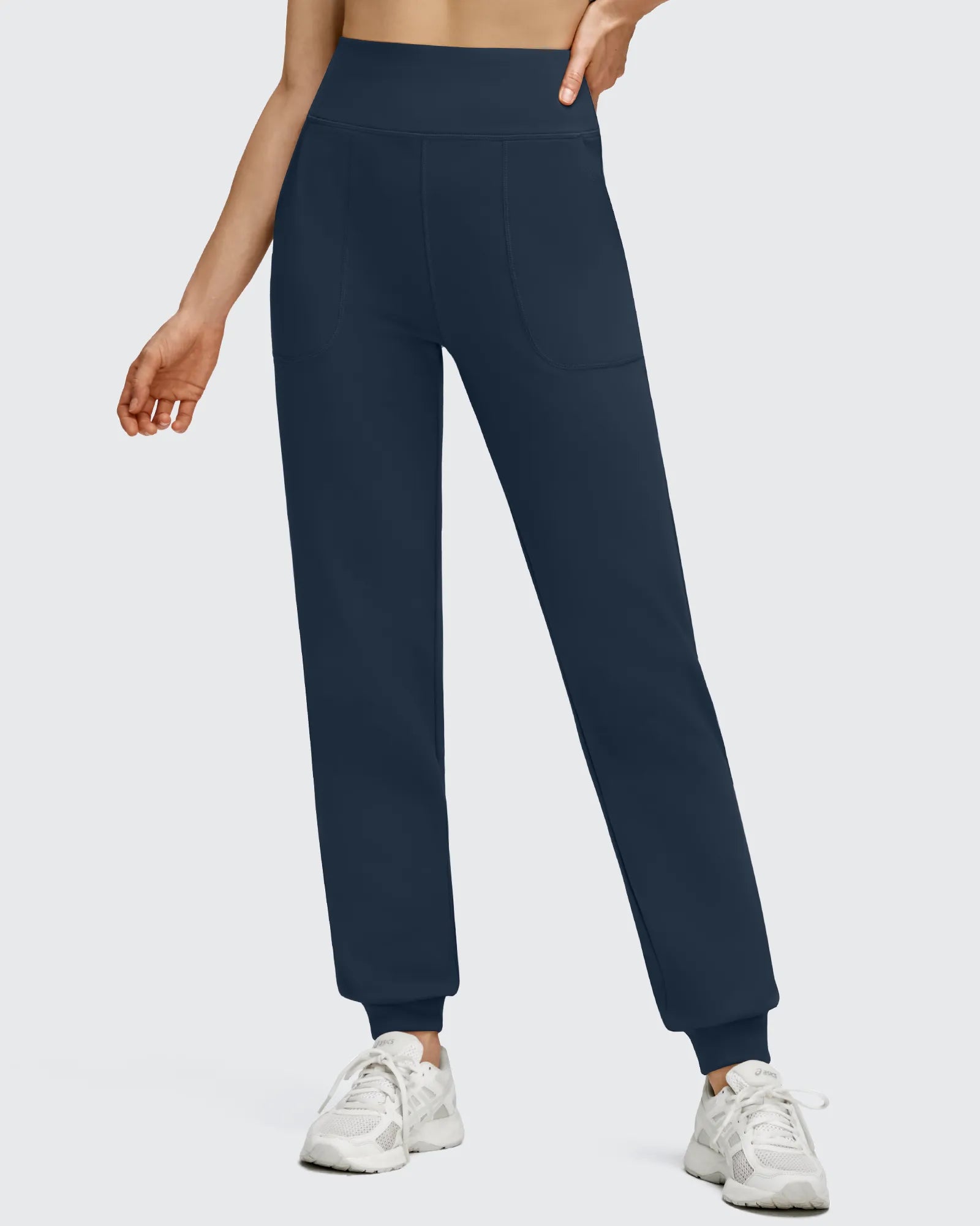 G4Free - Fleece Lined Elastic Cuff Pockets Workout Joggers -GF25D643AA-S-GF25D644AA-S-GF25D645AA-S-GF25D643AB-M-GF25D644AB-M