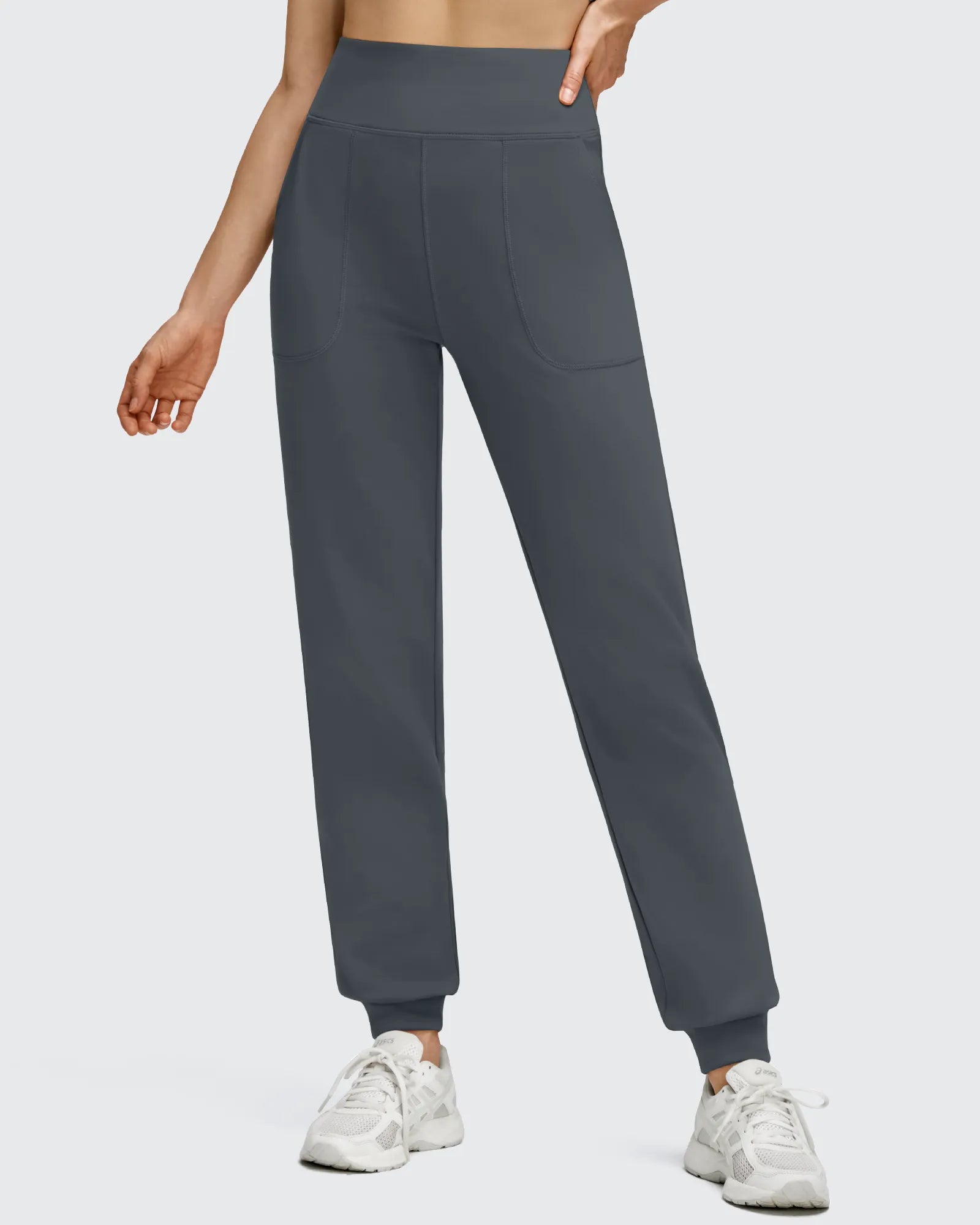 G4Free - Fleece Lined Elastic Cuff Pockets Workout Joggers -GF25D643AA-S-GF25D644AA-S-GF25D645AA-S-GF25D643AB-M-GF25D644AB-M