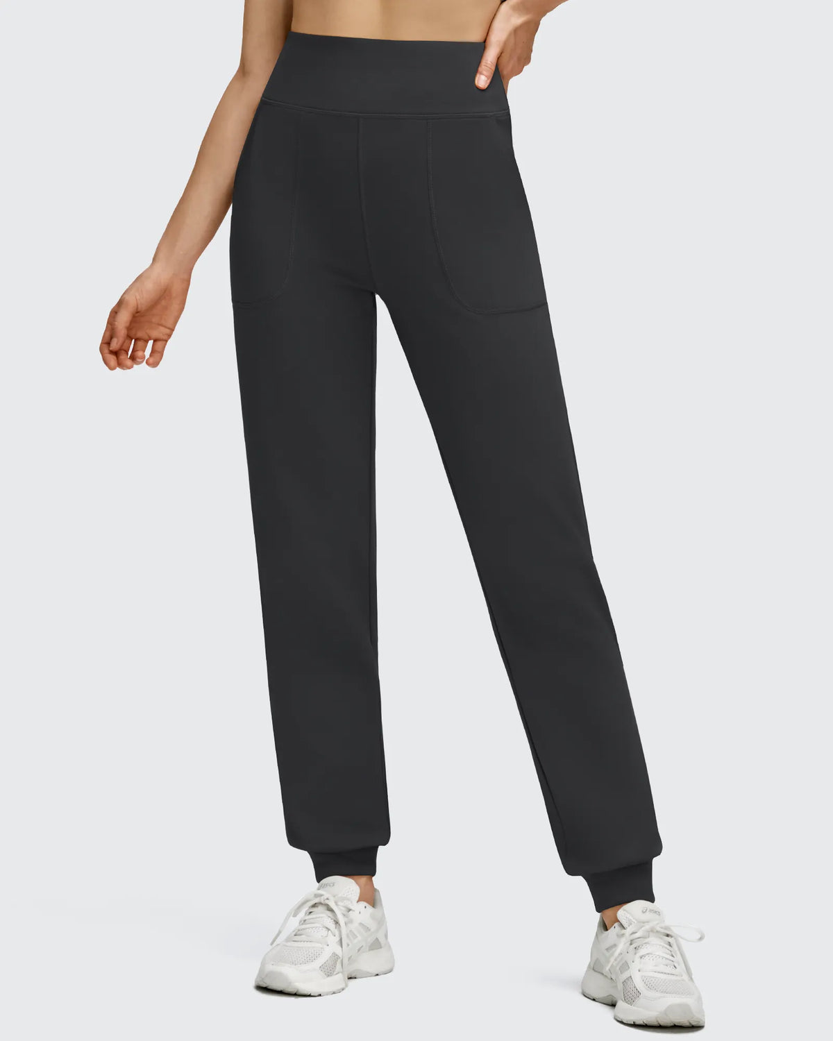 G4Free - Fleece Lined Elastic Cuff Pockets Workout Joggers -GF25D643AA-S-GF25D644AA-S-GF25D645AA-S-GF25D643AB-M-GF25D644AB-M