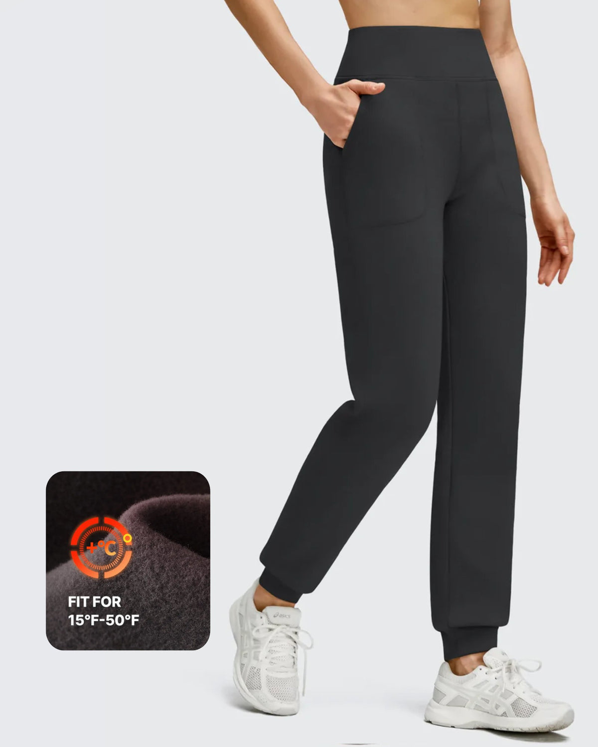 G4Free - Fleece Lined Elastic Cuff Pockets Workout Joggers -GF25D643AA-S-GF25D644AA-S-GF25D645AA-S-GF25D643AB-M-GF25D644AB-M