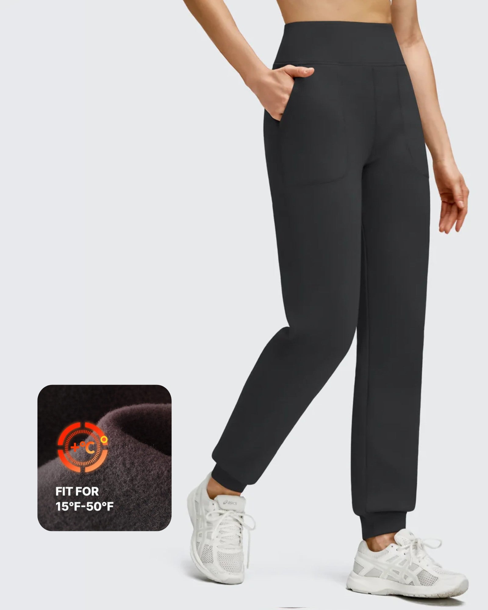 G4Free - Fleece Lined Elastic Cuff Pockets Workout Joggers -GF25D643AA-S-GF25D644AA-S-GF25D645AA-S-GF25D643AB-M-GF25D644AB-M