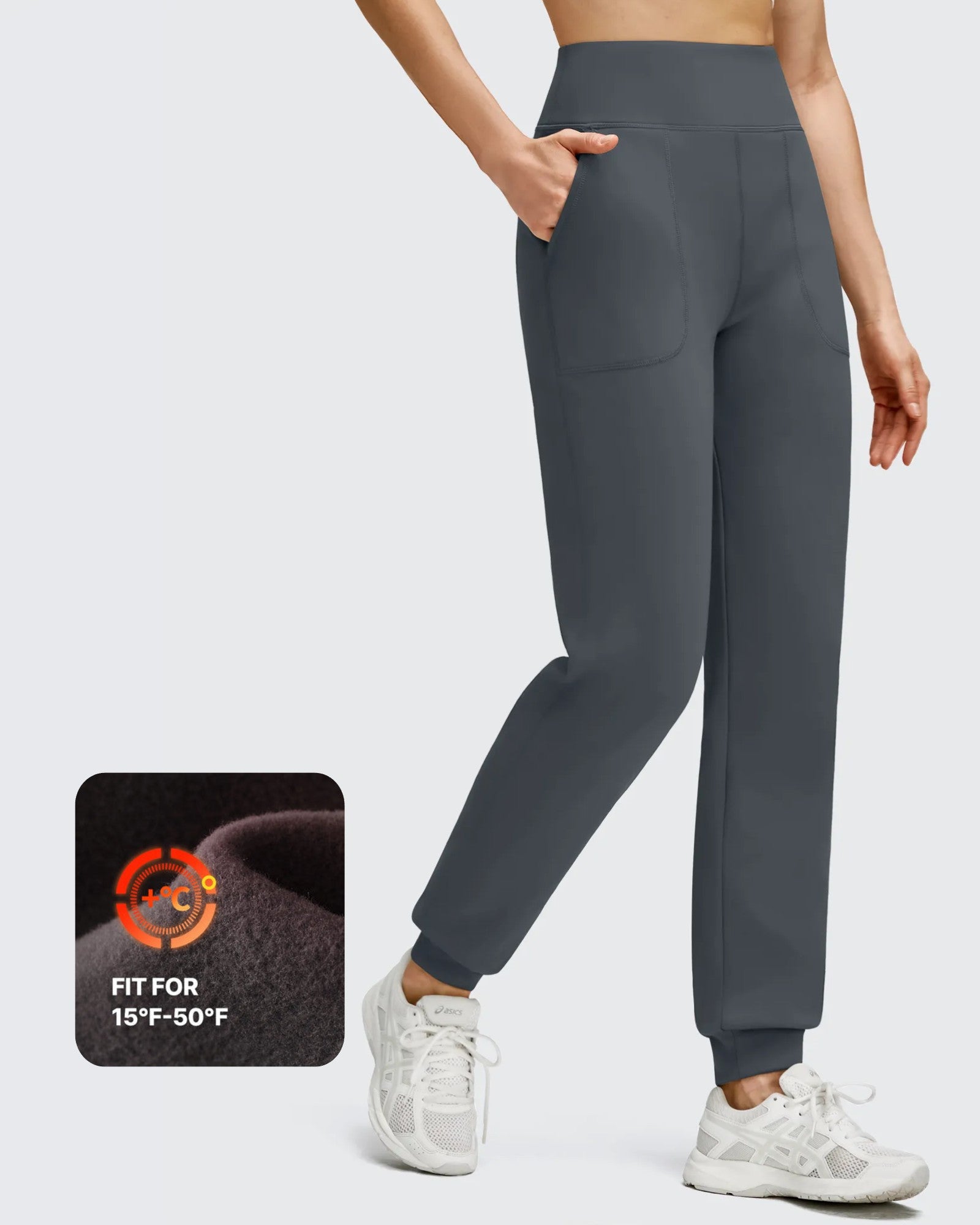 G4Free - Fleece Lined Elastic Cuff Pockets Workout Joggers -GF25D643AA-S-GF25D644AA-S-GF25D645AA-S-GF25D643AB-M-GF25D644AB-M