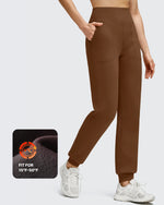 G4Free - Fleece Lined Elastic Cuff Pockets Workout Joggers -GF25D643AA-S-GF25D644AA-S-GF25D645AA-S-GF25D643AB-M-GF25D644AB-M