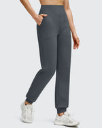 G4Free - Fleece Lined Elastic Cuff Pockets Workout Joggers -GF25D643BA-S