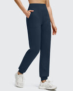 G4Free - Fleece Lined Elastic Cuff Pockets Workout Joggers -GF25D643DA-S