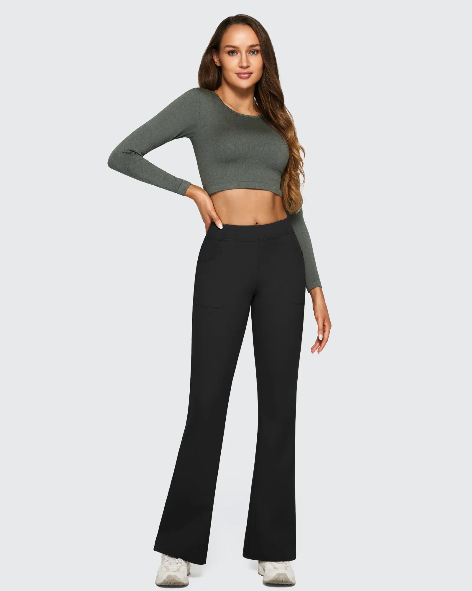 G4Free - Fleece Lined High-Waist Flare Work Pants -GF23A192CA-S-GF23A167DA-S-GF23A193CA-S-GF23A192CB-M-GF23A167DB-M