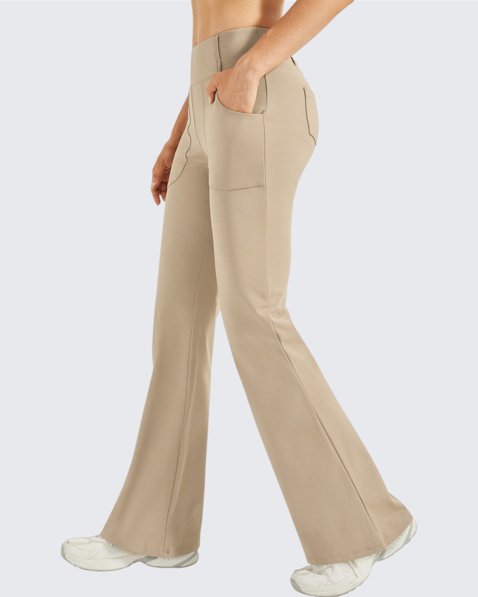 G4Free - Fleece Lined High-Waist Work Flare Pants -GF23A175EA-S