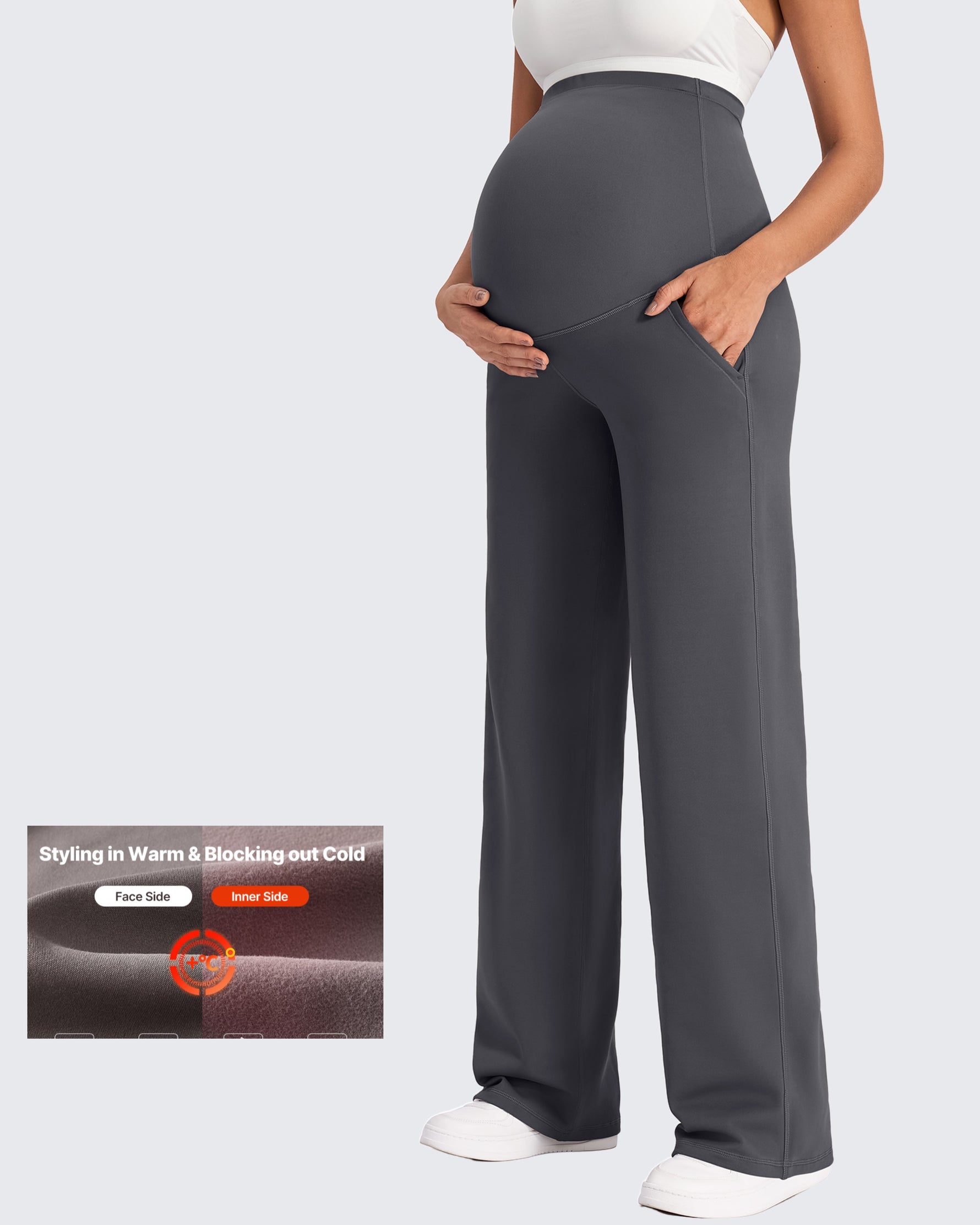 G4Free - Fleece-Lined Maternity Warm Work Trousers -GF25JY298CF-XS