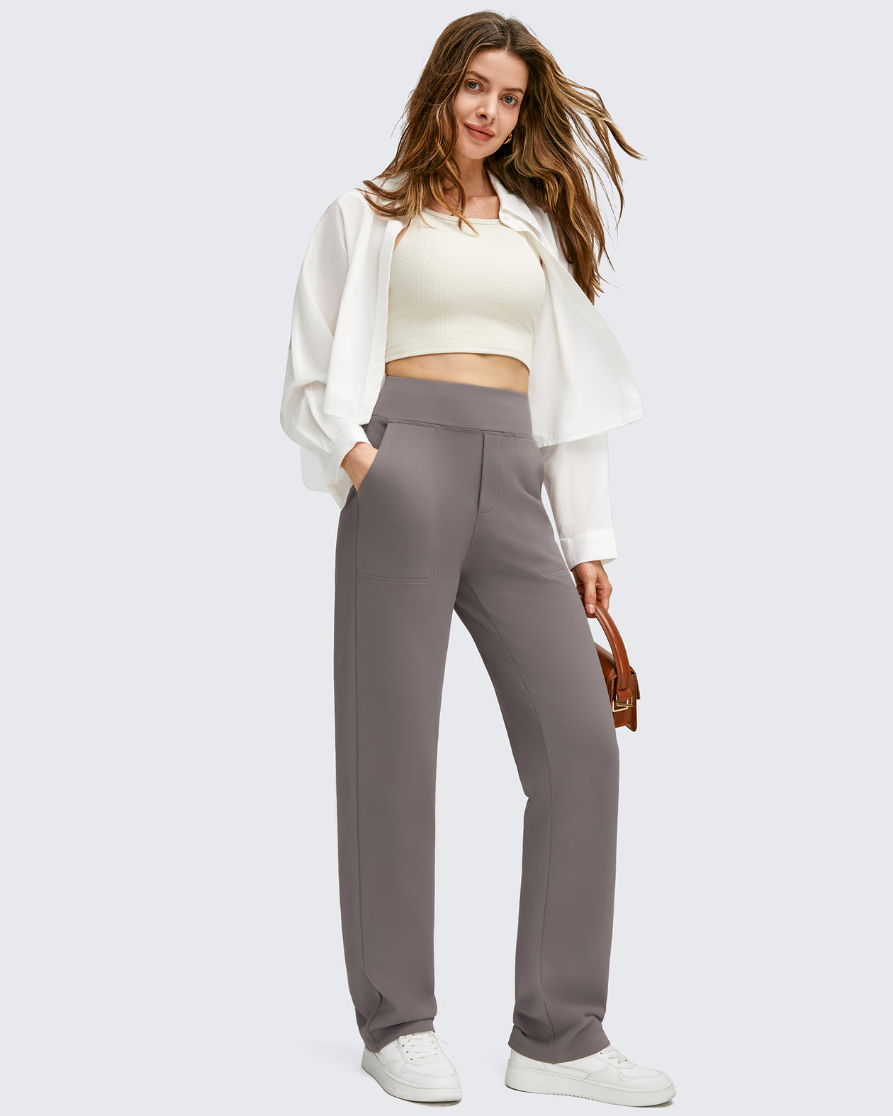 fleece lined dress pants women's Straight Leg JJ34 Dark Gray Peacock Primrose Boho 70s Color:Coco Red