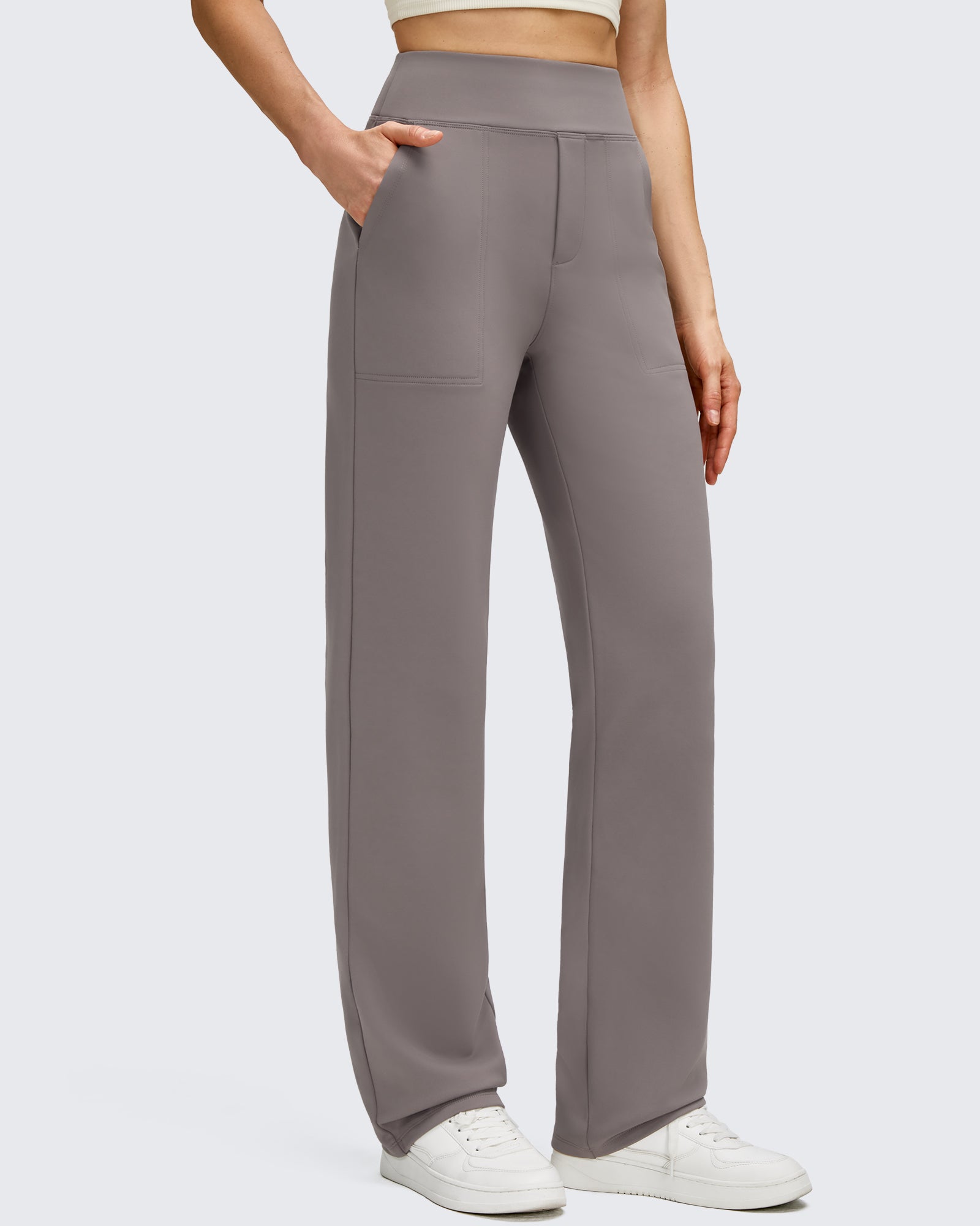 fleece lined dress pants for women DEAL: Fleece Lined Straight Leg Spruce Green Lounge Pants Spruce Green / S