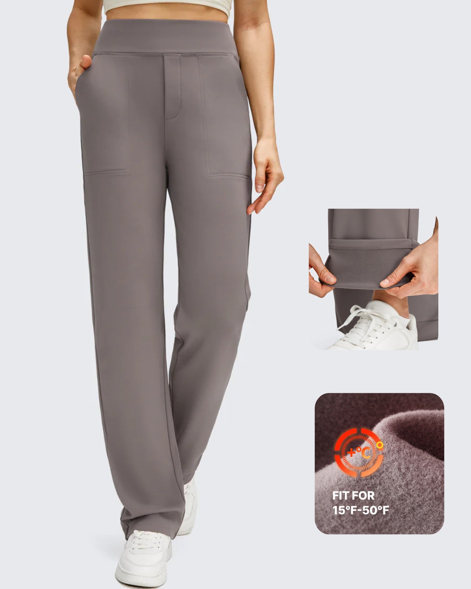 Women's Fleece Lined Straight Leg Pants - Warm Thermal Work