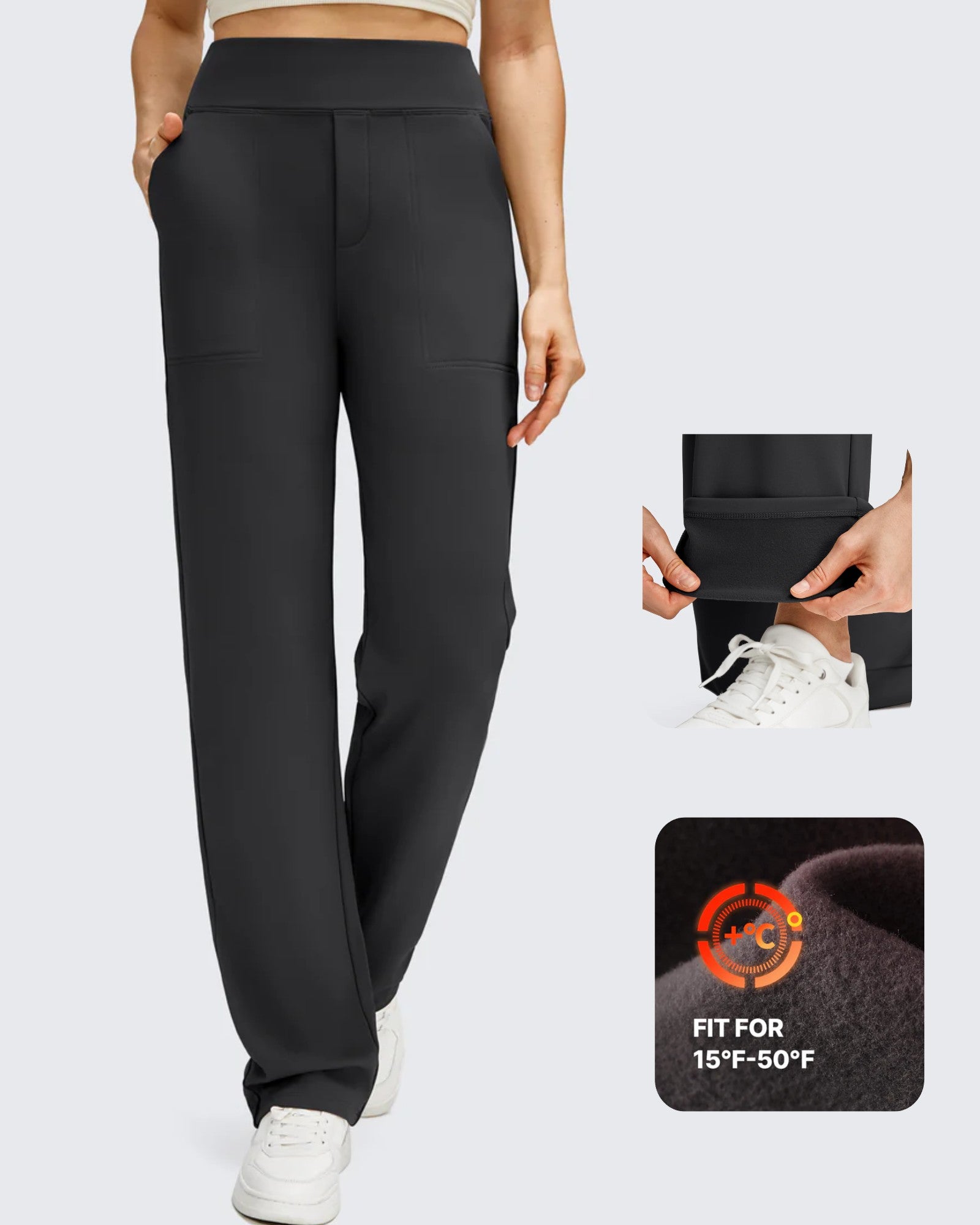 Women's Fleece Lined Straight Leg Pants - Warm Thermal Work