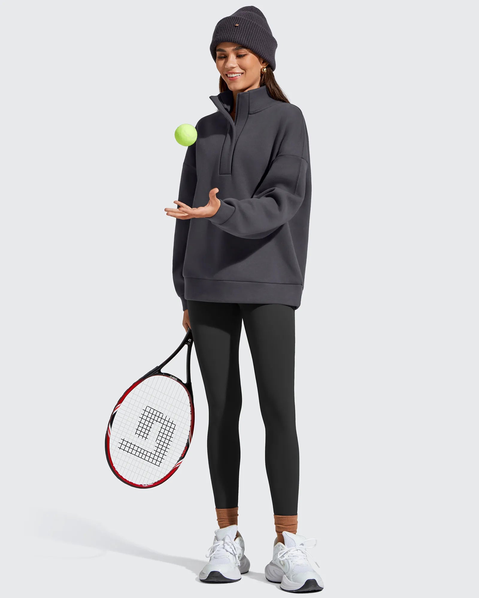 G4Free - Flurrylux Fleece Lined Half Zip Oversized Sweatshirts -GF25F758AA-S-GF25F758AB-M-GF25F758AC-L-GF25F758AD-XL-GF25F758AE-XXL