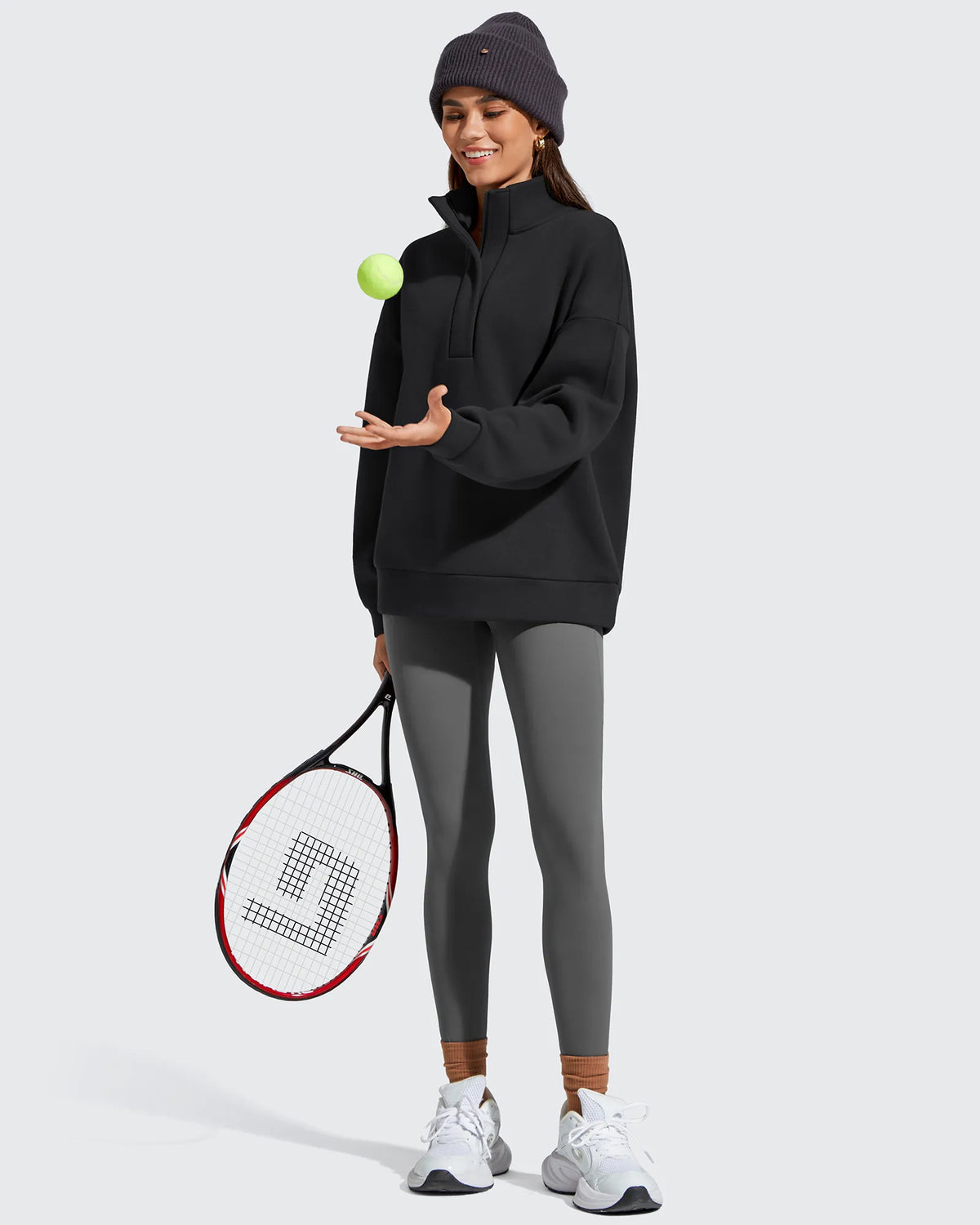 G4Free - Flurrylux Fleece Lined Half Zip Oversized Sweatshirts -GF25F758AA-S-GF25F758AB-M-GF25F758AC-L-GF25F758AD-XL-GF25F758AE-XXL