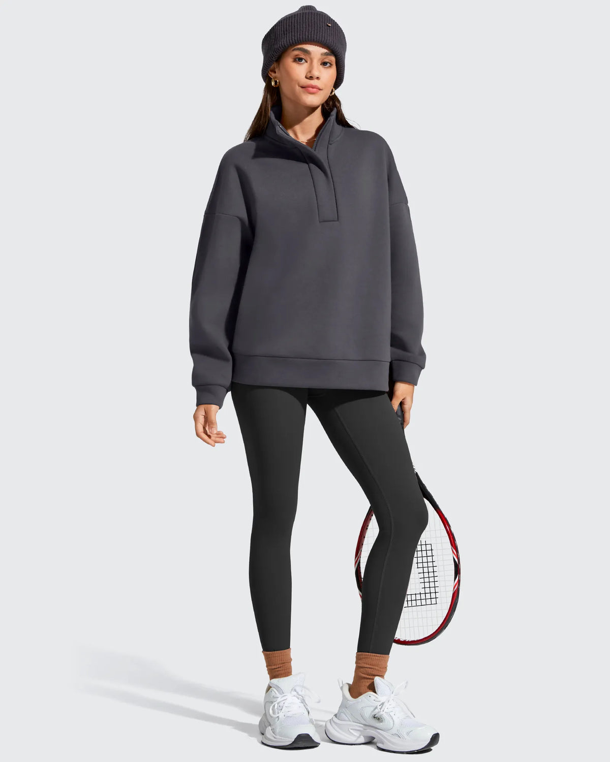 G4Free - Flurrylux Fleece Lined Half Zip Oversized Sweatshirts -GF25F758AA-S-GF25F758AB-M-GF25F758AC-L-GF25F758AD-XL-GF25F758AE-XXL