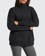 G4Free - Flurrylux Fleece Lined Half Zip Oversized Sweatshirts -GF25F758AA-S-GF25F758AB-M-GF25F758AC-L-GF25F758AD-XL-GF25F758AE-XXL