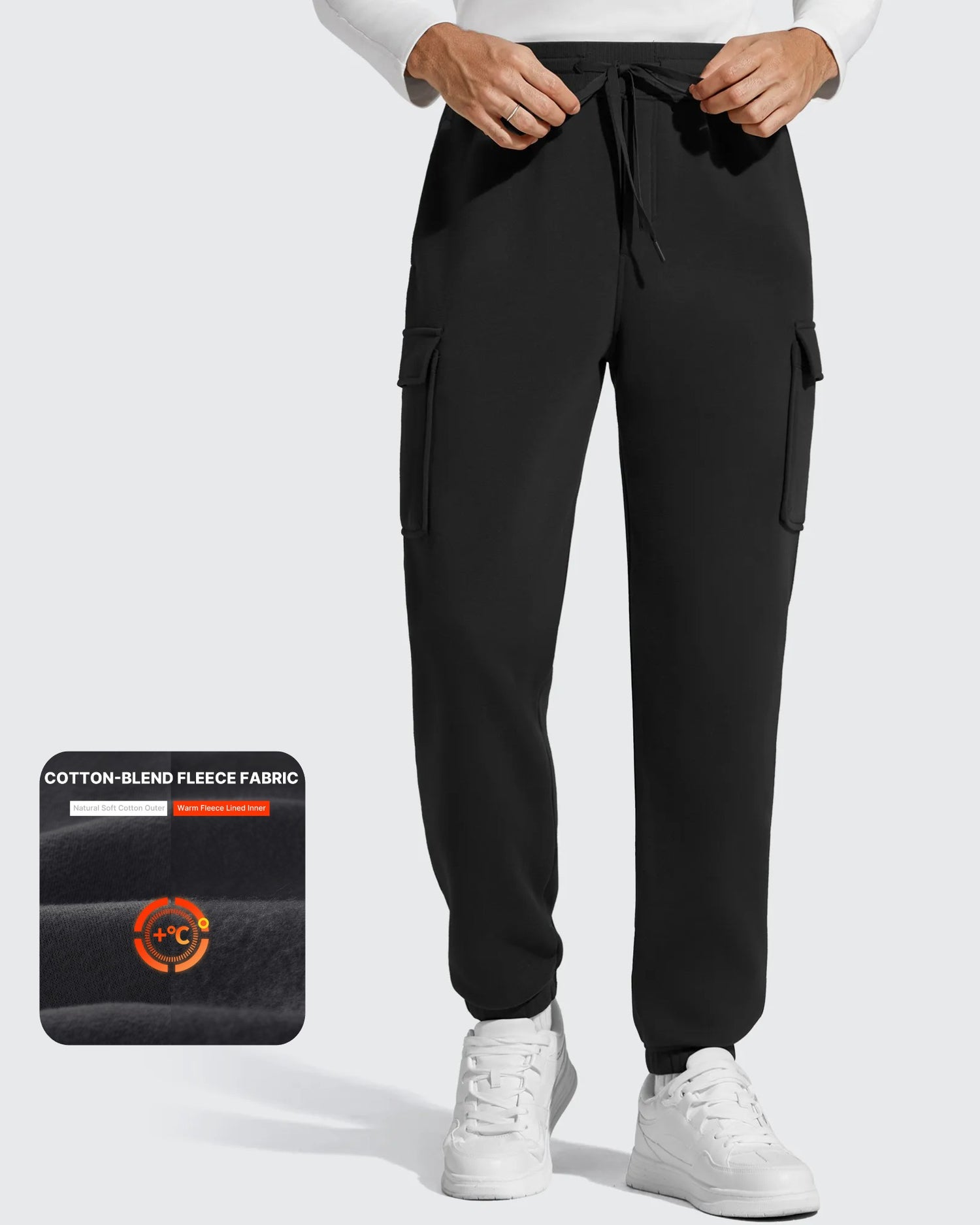 G4Free - Flurrylux Men's Cotton Fleece-Lined  Drawstring Cargo Pants -GF25DM689AA-S