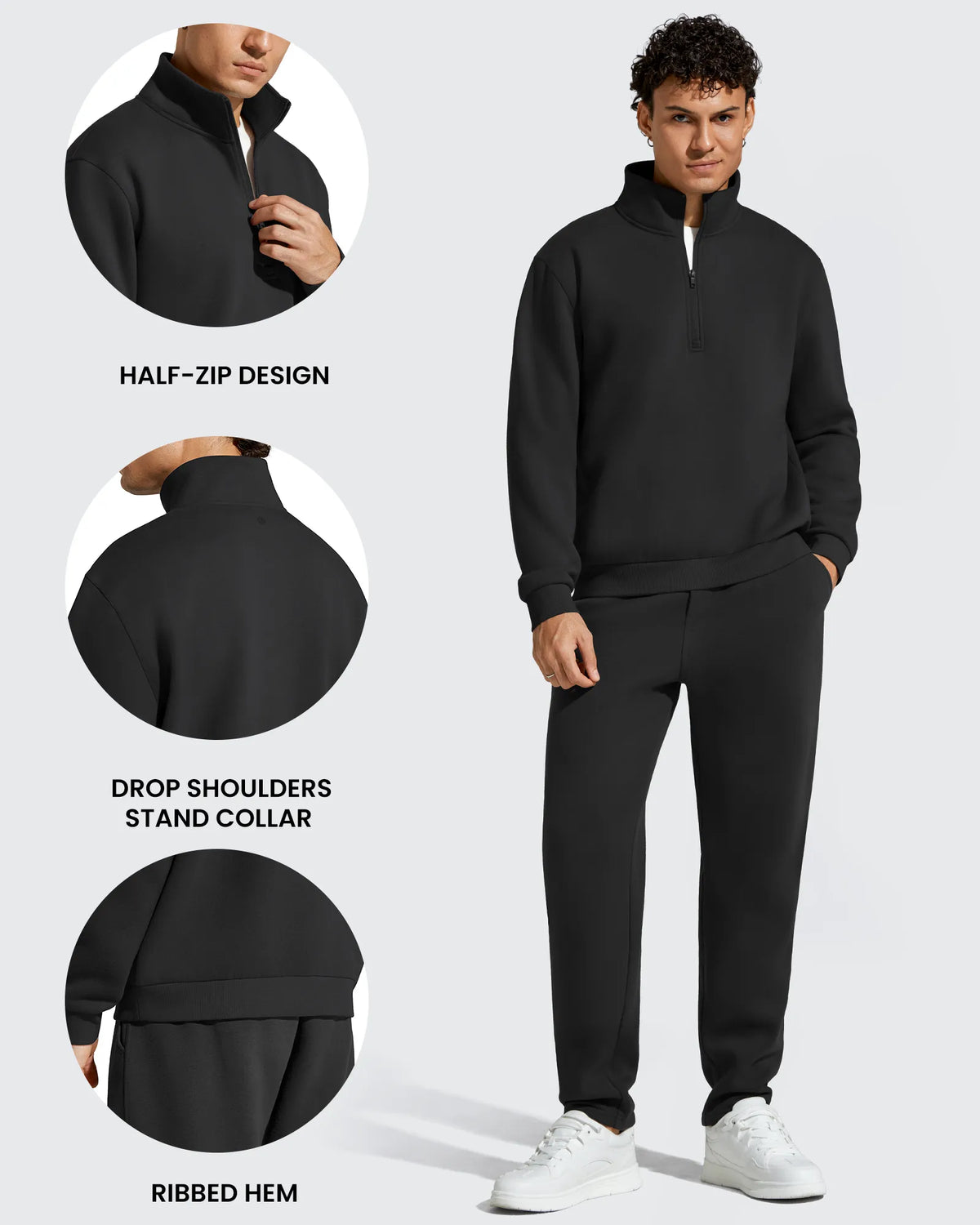 G4Free - Flurrylux Men's Fleece Lined Half Zip Pullover Hoodies -GF25FM740AA-S-GF25FM740AB-M-GF25FM740AC-L-GF25FM740AD-XL-GF25FM740AE-XXL