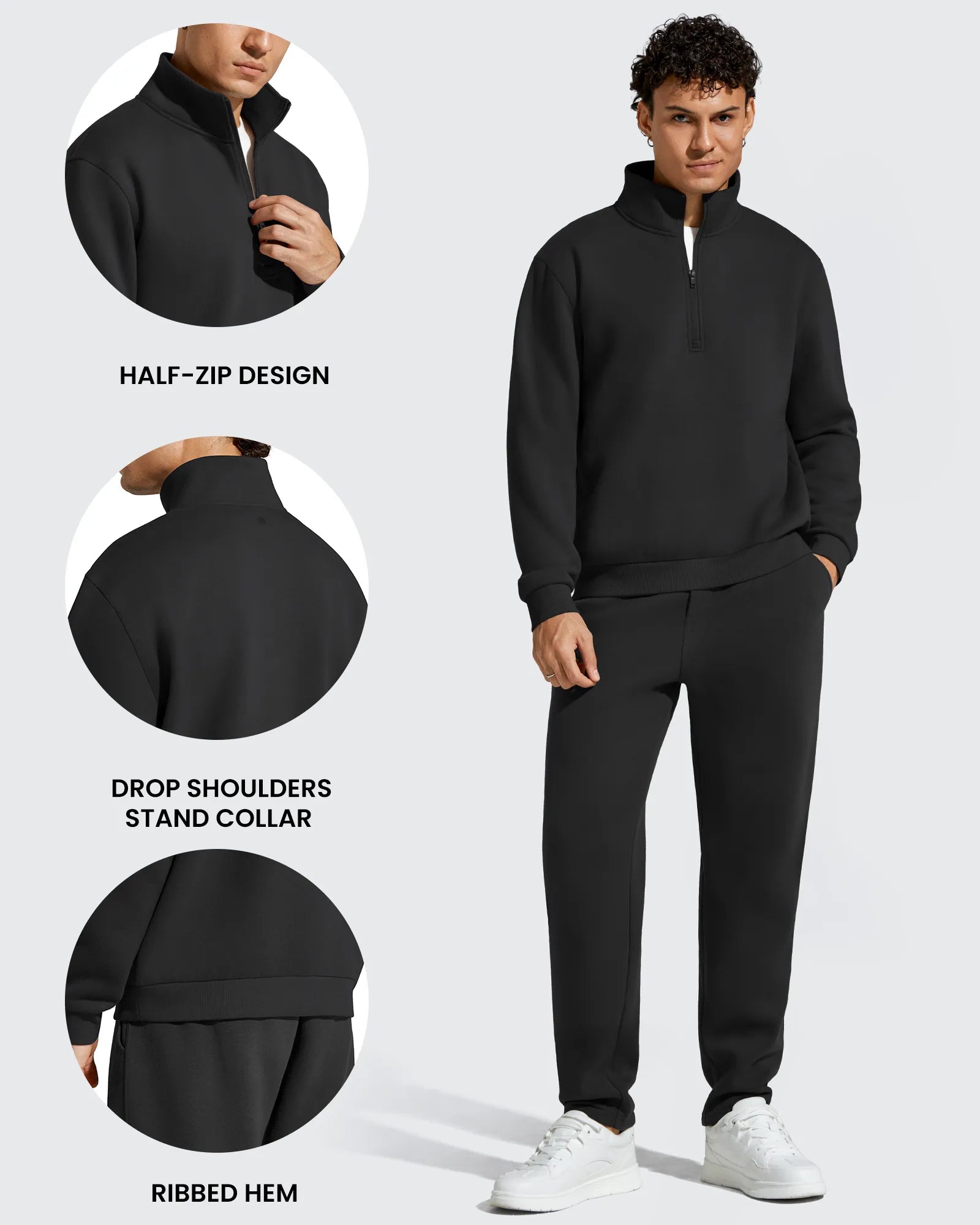 G4Free - Flurrylux Men's Fleece Lined Half Zip Pullover Hoodies -GF25FM740AA-S-GF25FM740AB-M-GF25FM740AC-L-GF25FM740AD-XL-GF25FM740AE-XXL