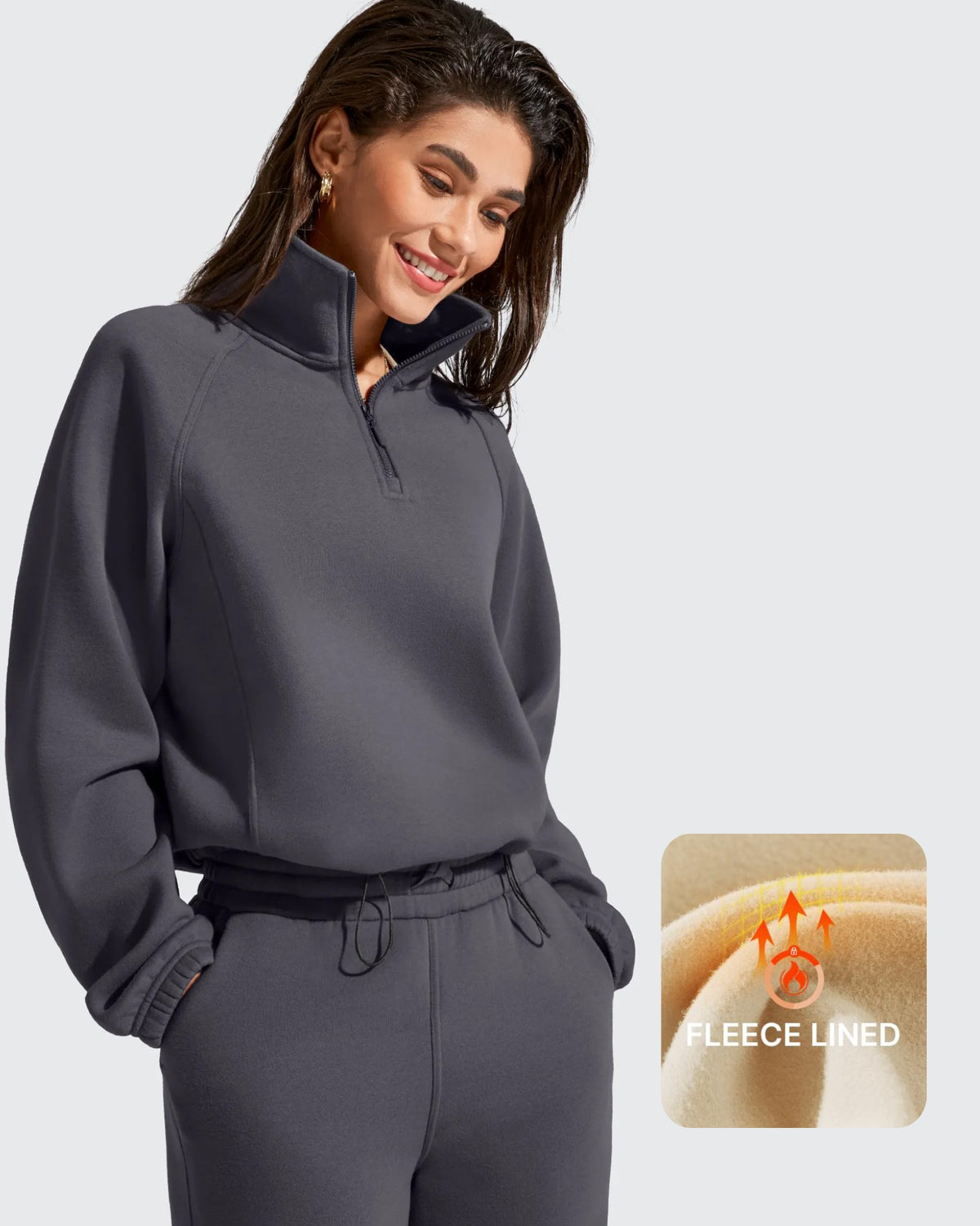 G4Free - Flurrylux Mock Neck Cropped Pullover Fleece Lined Sweatshirts -GF25F741AA-S