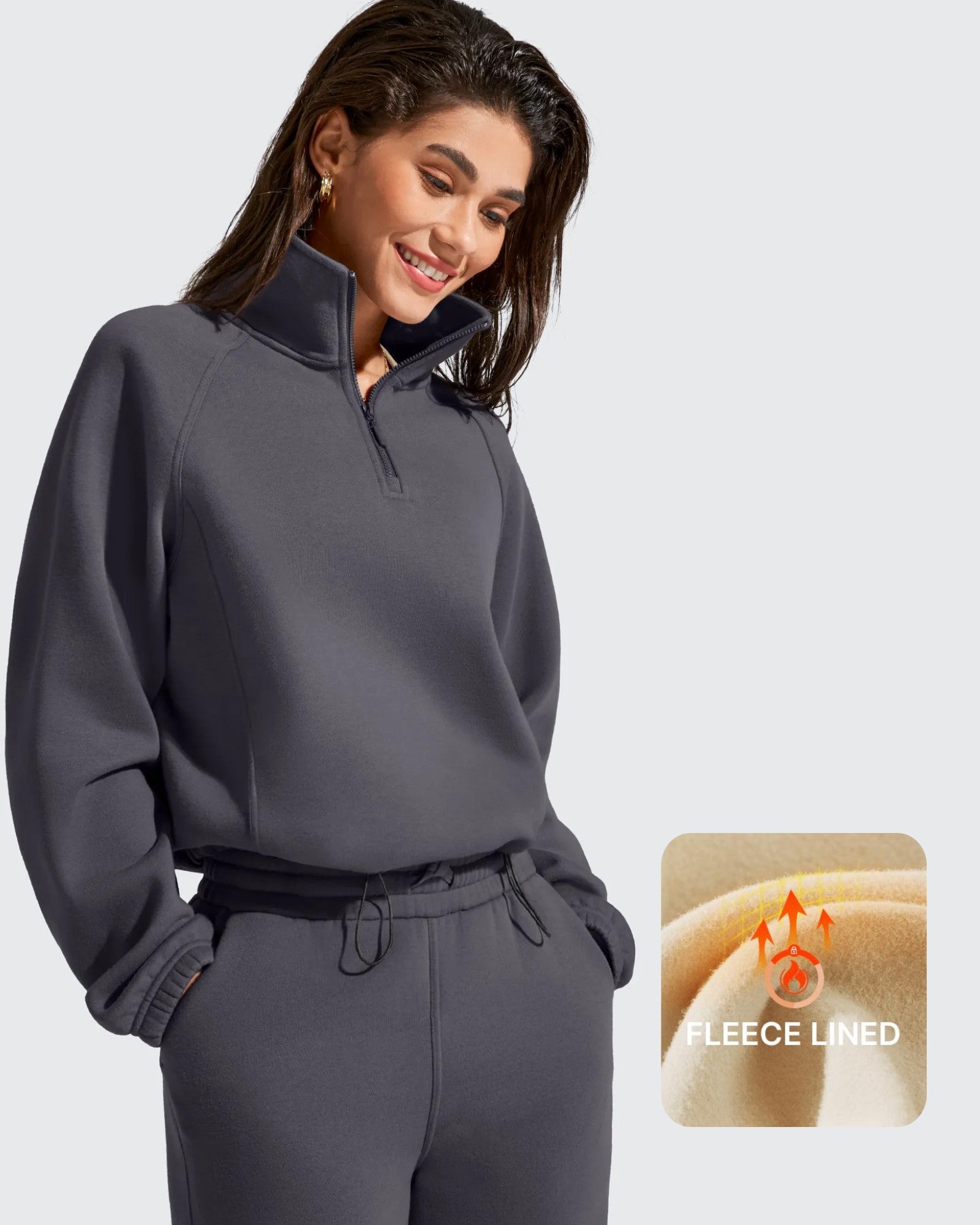 G4Free - Flurrylux Mock Neck Cropped Pullover Fleece Lined Sweatshirts -GF25F741AA-S