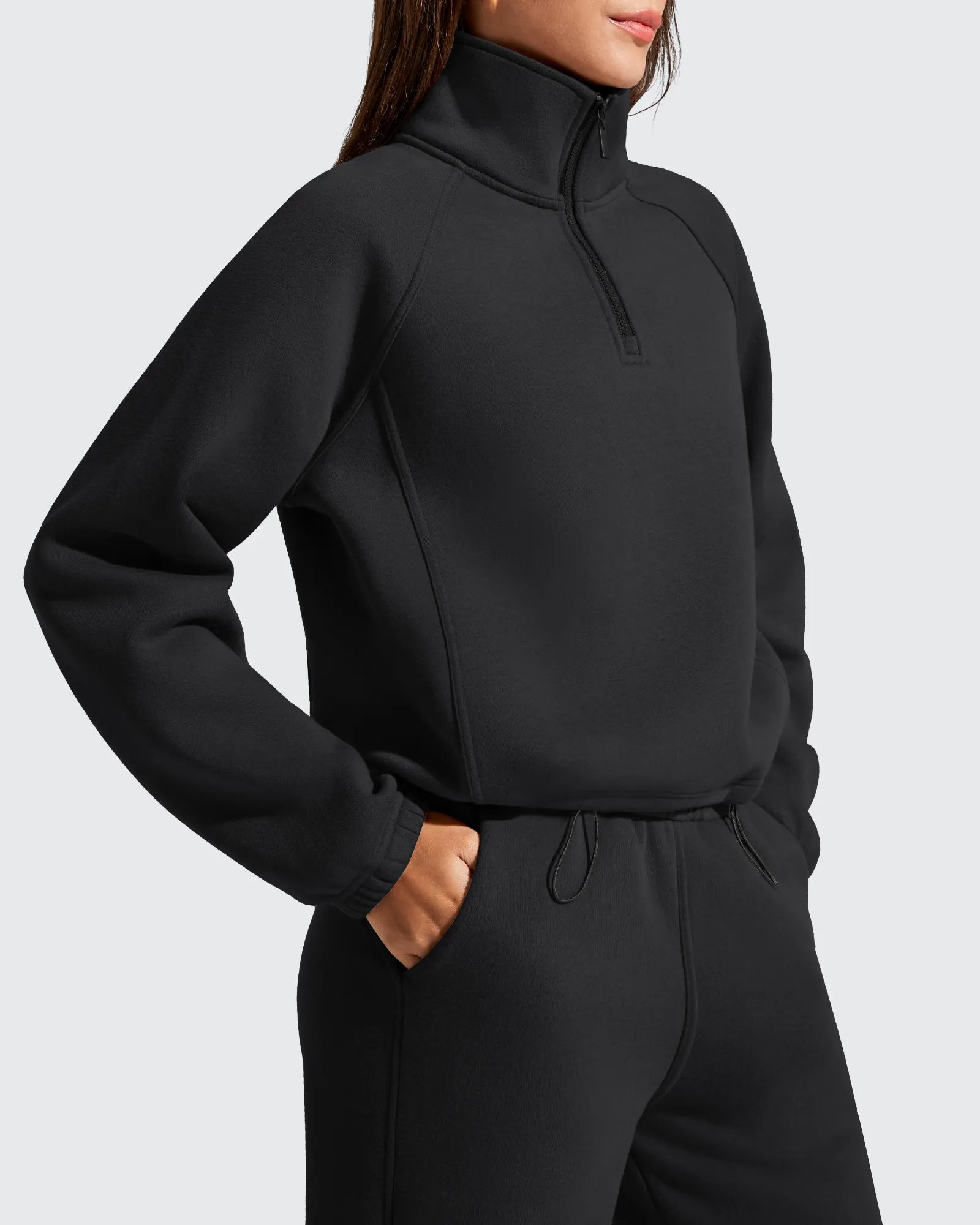 G4Free - Flurrylux Mock Neck Cropped Pullover Fleece Lined Sweatshirts -GF25F741AA-S-GF25F741AB-M-GF25F741AC-L-GF25F741AD-XL-GF25F741AE-XXL