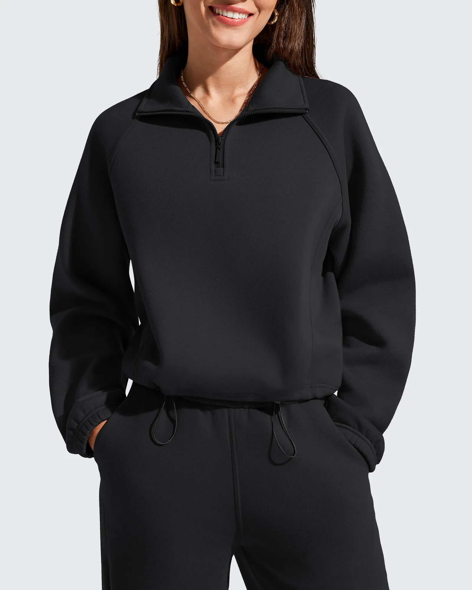 G4Free - Flurrylux Mock Neck Cropped Pullover Fleece Lined Sweatshirts -GF25F741AA-S-GF25F741AB-M-GF25F741AC-L-GF25F741AD-XL-GF25F741AE-XXL