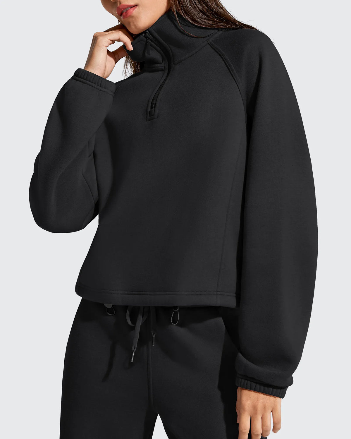 G4Free - Flurrylux Mock Neck Cropped Pullover Fleece Lined Sweatshirts -GF25F741AA-S-GF25F741AB-M-GF25F741AC-L-GF25F741AD-XL-GF25F741AE-XXL