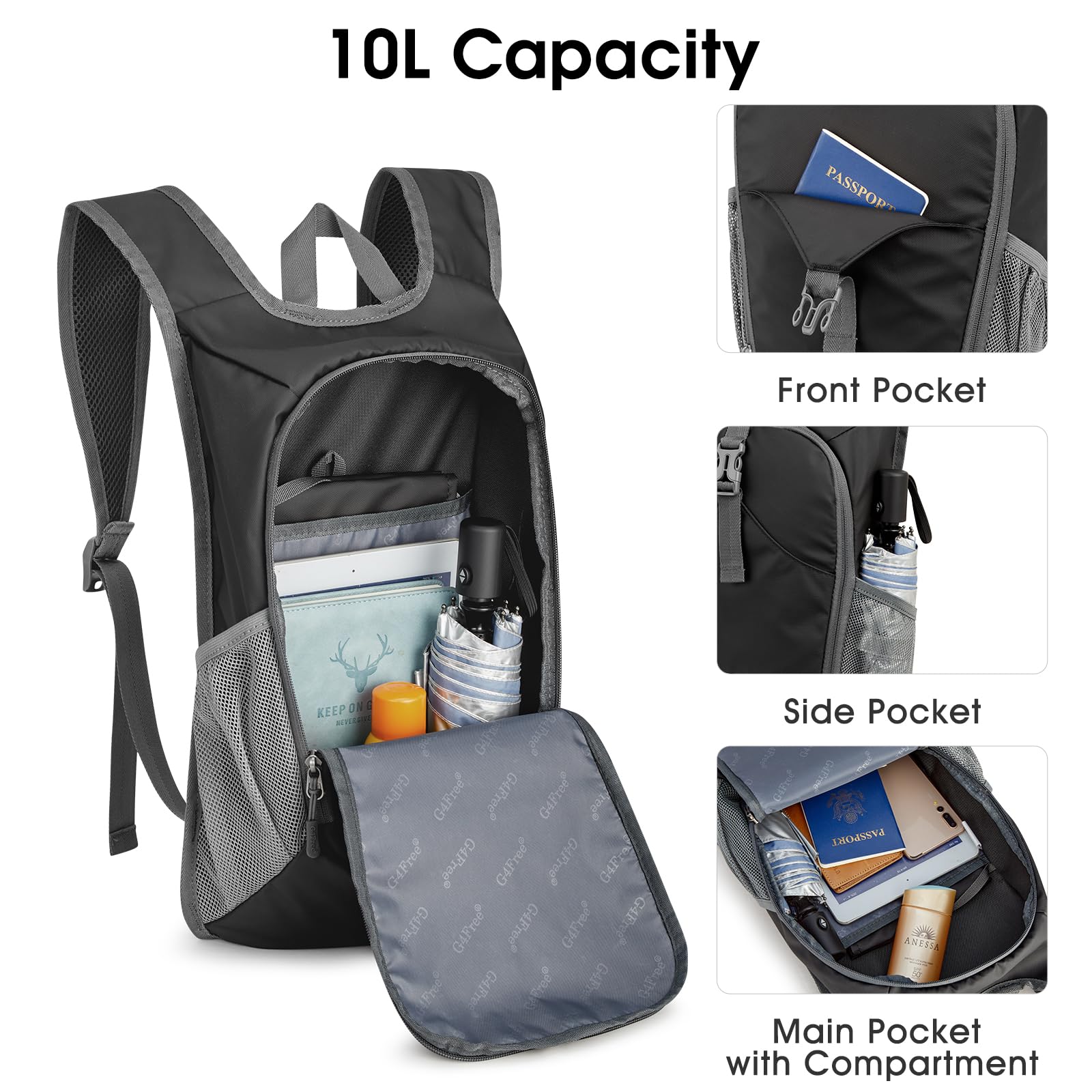 G4Free - G4Free 10L Lightweight Small Hiking Backpack -TN23B228A-TN23B228C-TN23B228B