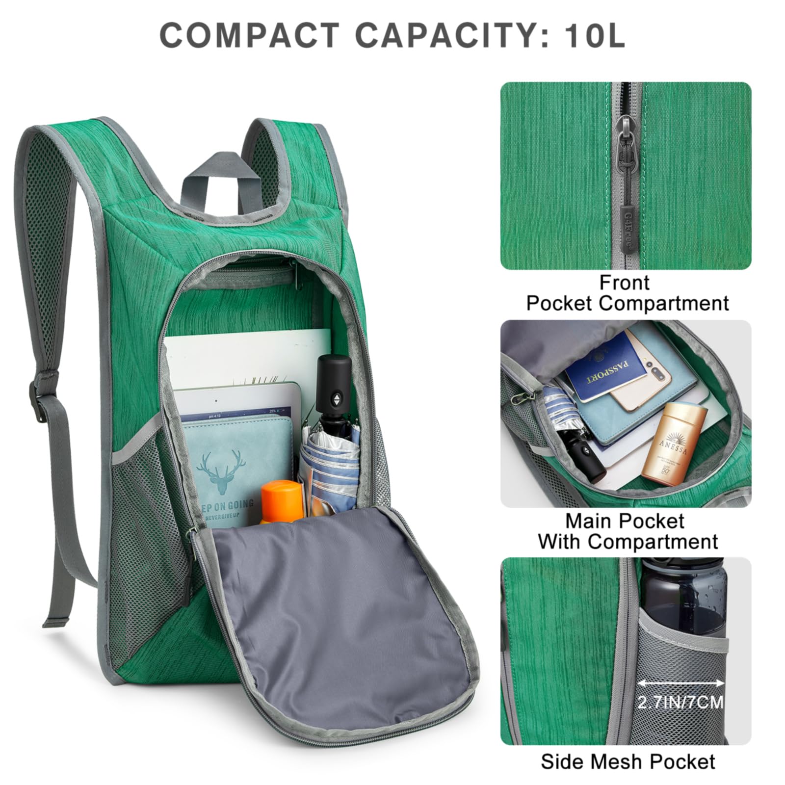 G4Free - G4Free 10L Small Travel Hiking Daypack -TN22B157E-TN22B157A-TN22B157G-TN22B157B-TN22B157J