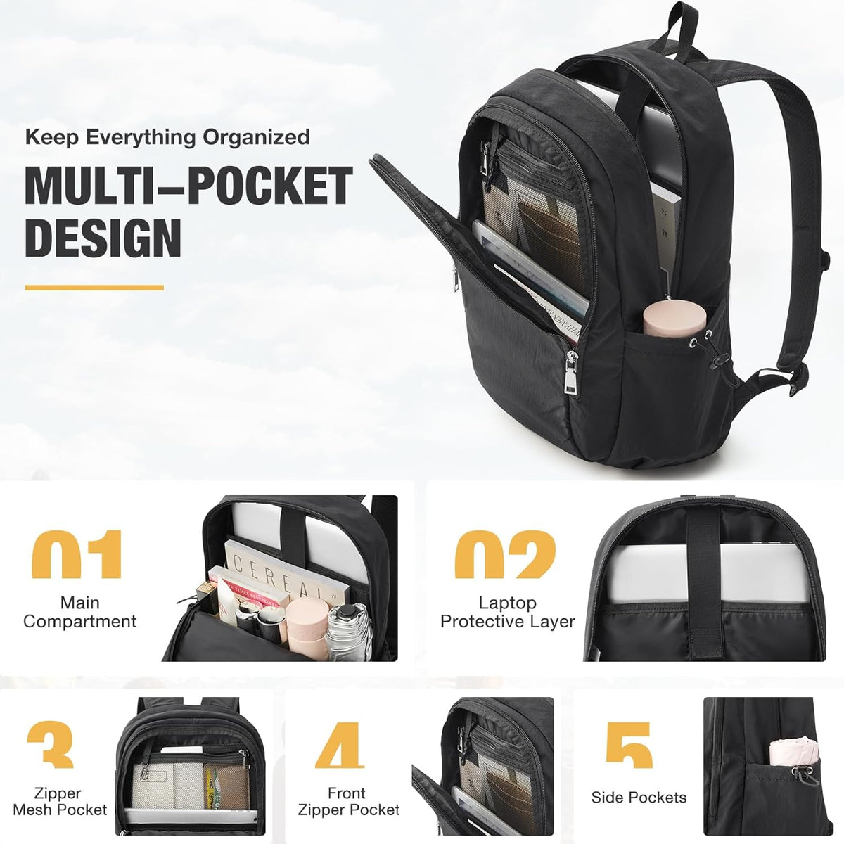 G4Free - G4Free 15L Hiking Backpack Lightweight Water Resistant Daypack with Adjustable Chest Strap, School College Backpack -TN25B521C-TN25B521B-TN25B521A