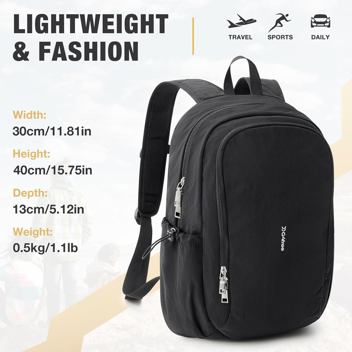 G4Free - G4Free 15L Hiking Backpack Lightweight Water Resistant Daypack with Adjustable Chest Strap, School College Backpack -TN25B521C-TN25B521B-TN25B521A