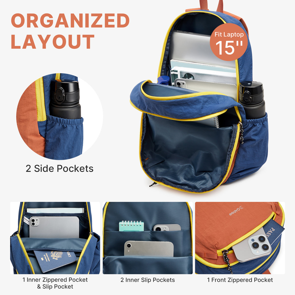 G4Free - G4Free 15L Lightweight Hiking Travel Casual Daypack -TN25B616A-TN25B616B-TN25B616C-TN25B616D