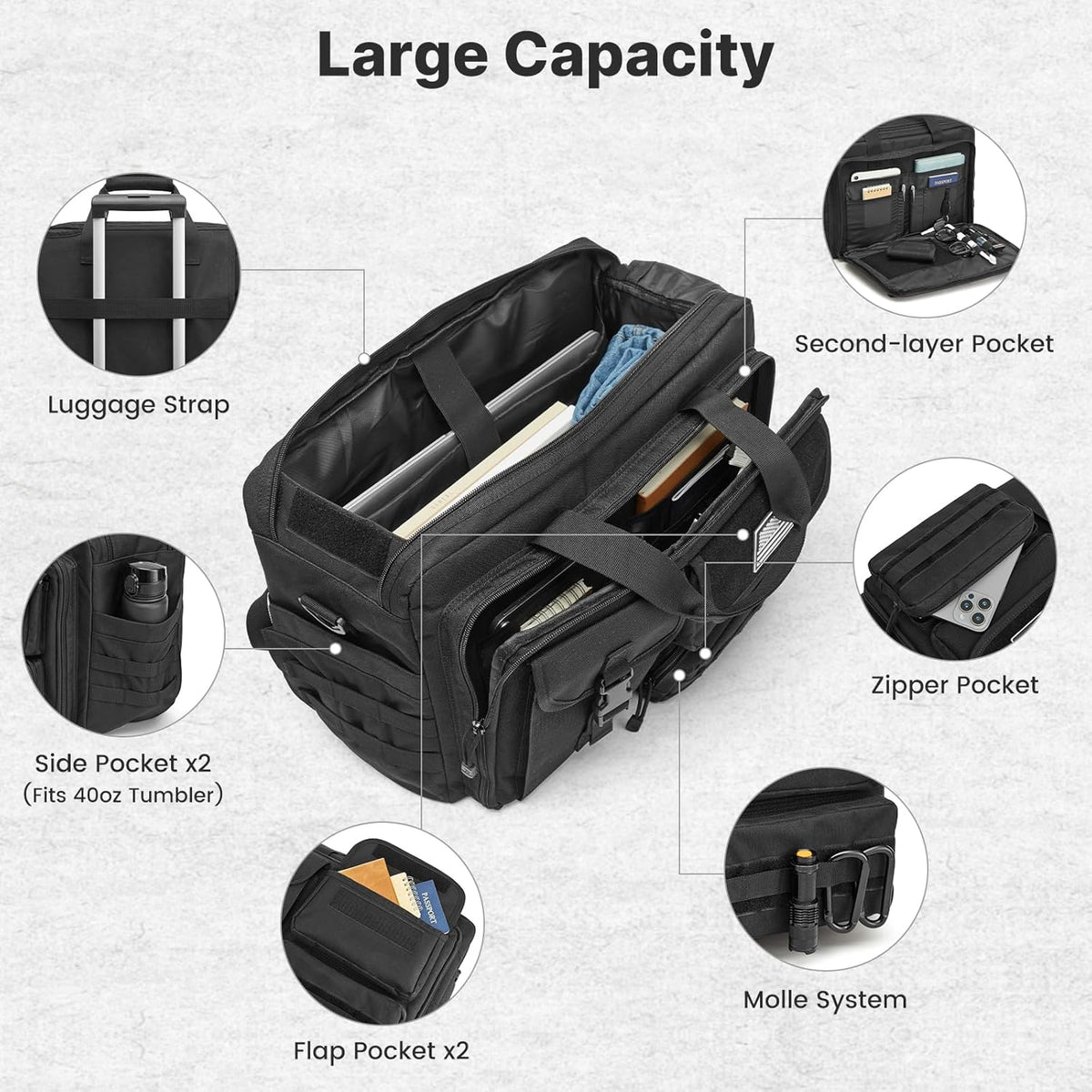 G4Free - G4Free 17.3 Inch Laptop Messenger Bag for Men, 3-in-1 Large Tactical Shoulder Bag -TN25B563B-TN25B563C-TN25B563A