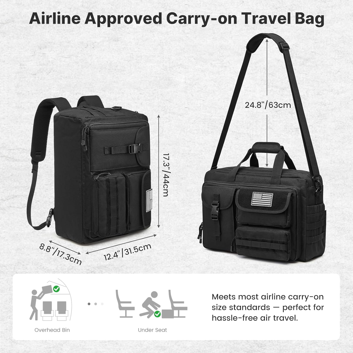 3-in-1 Laptop Messenger Bag - 17.3” Tactical Shoulder Backpack for Men
