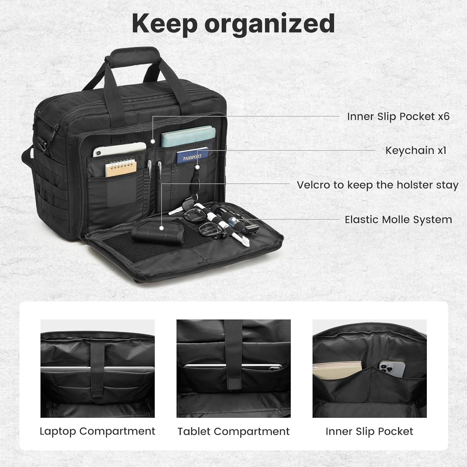3-in-1 Laptop Messenger Bag - 17.3” Tactical Shoulder Backpack for Men